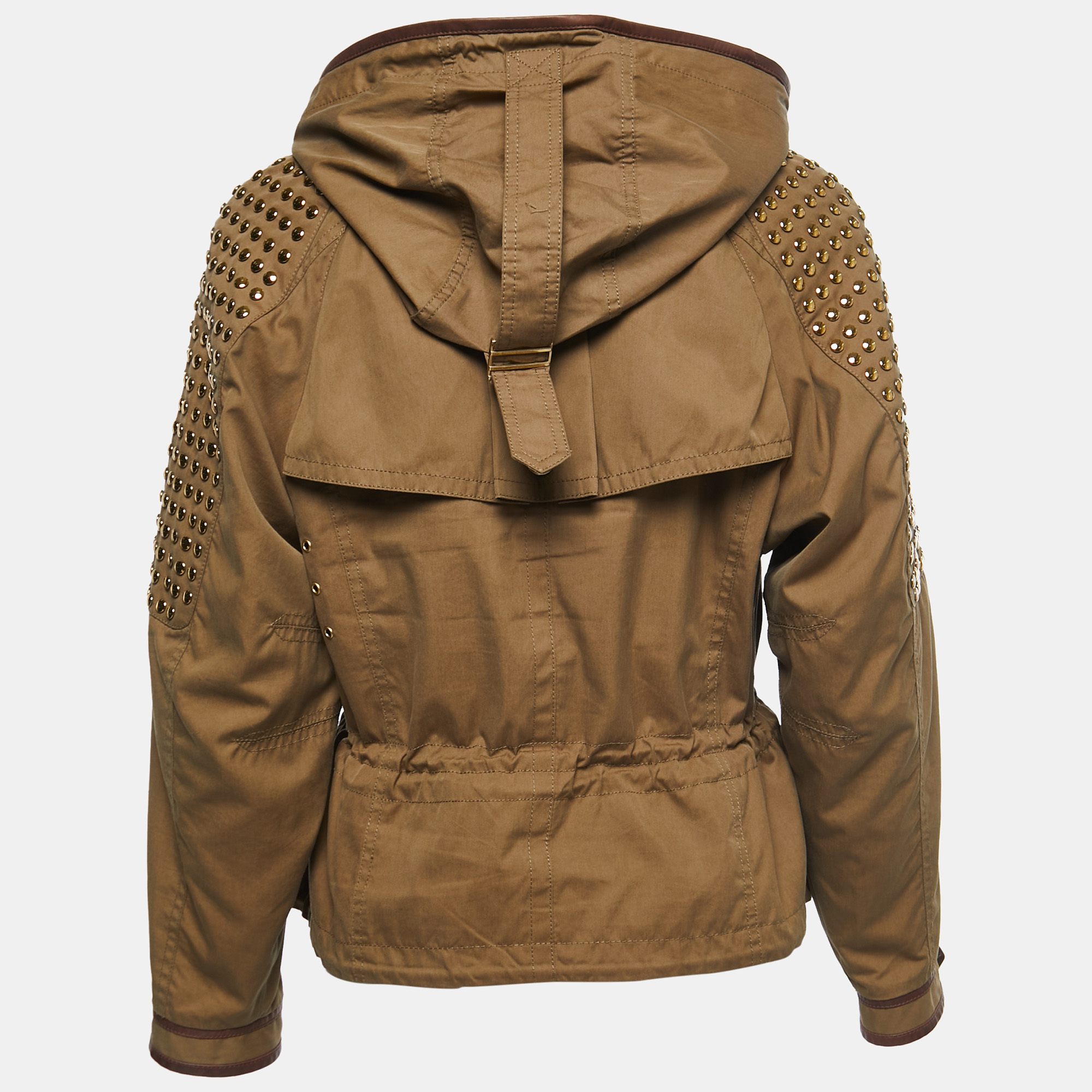 

Burberry Brit Olive Green Studded Zip-Up Jacket