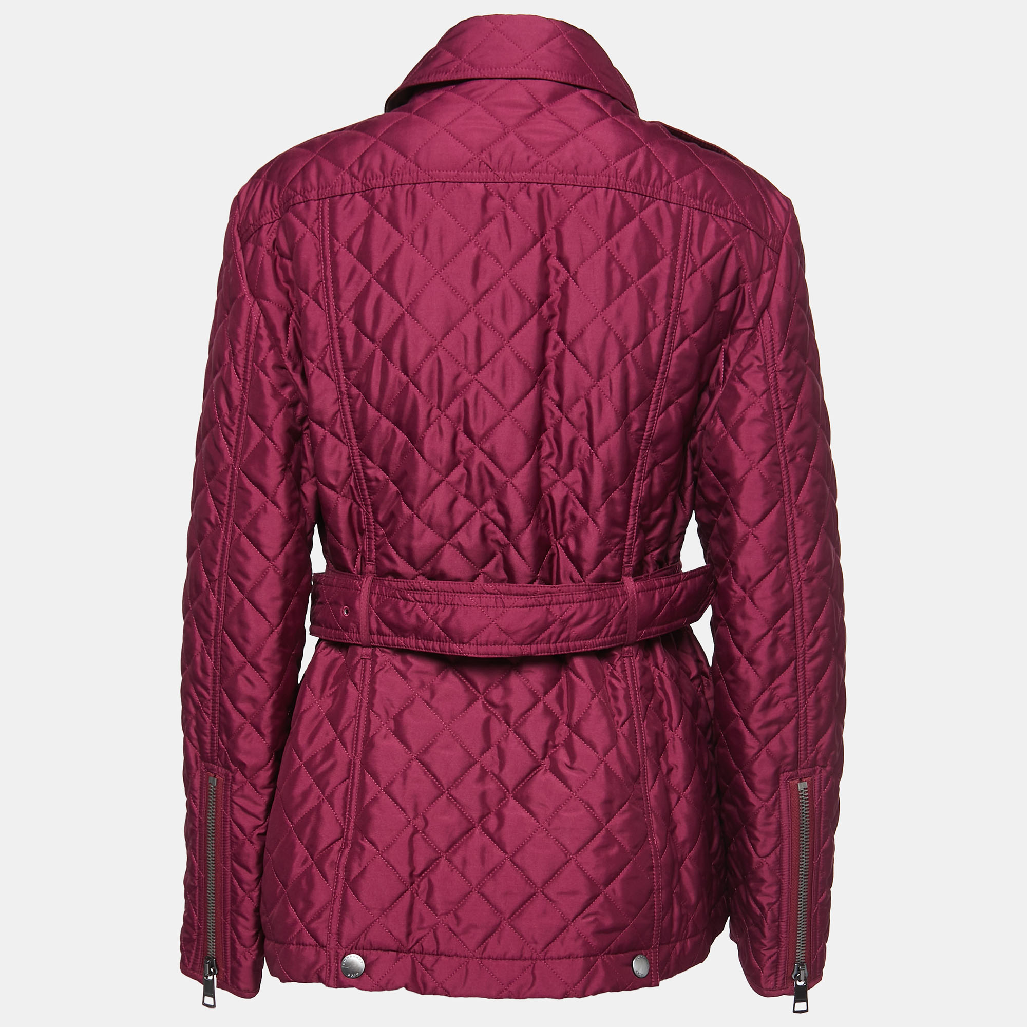 

Burberry Brit Purple Synthetic Belted Quilted Jacket