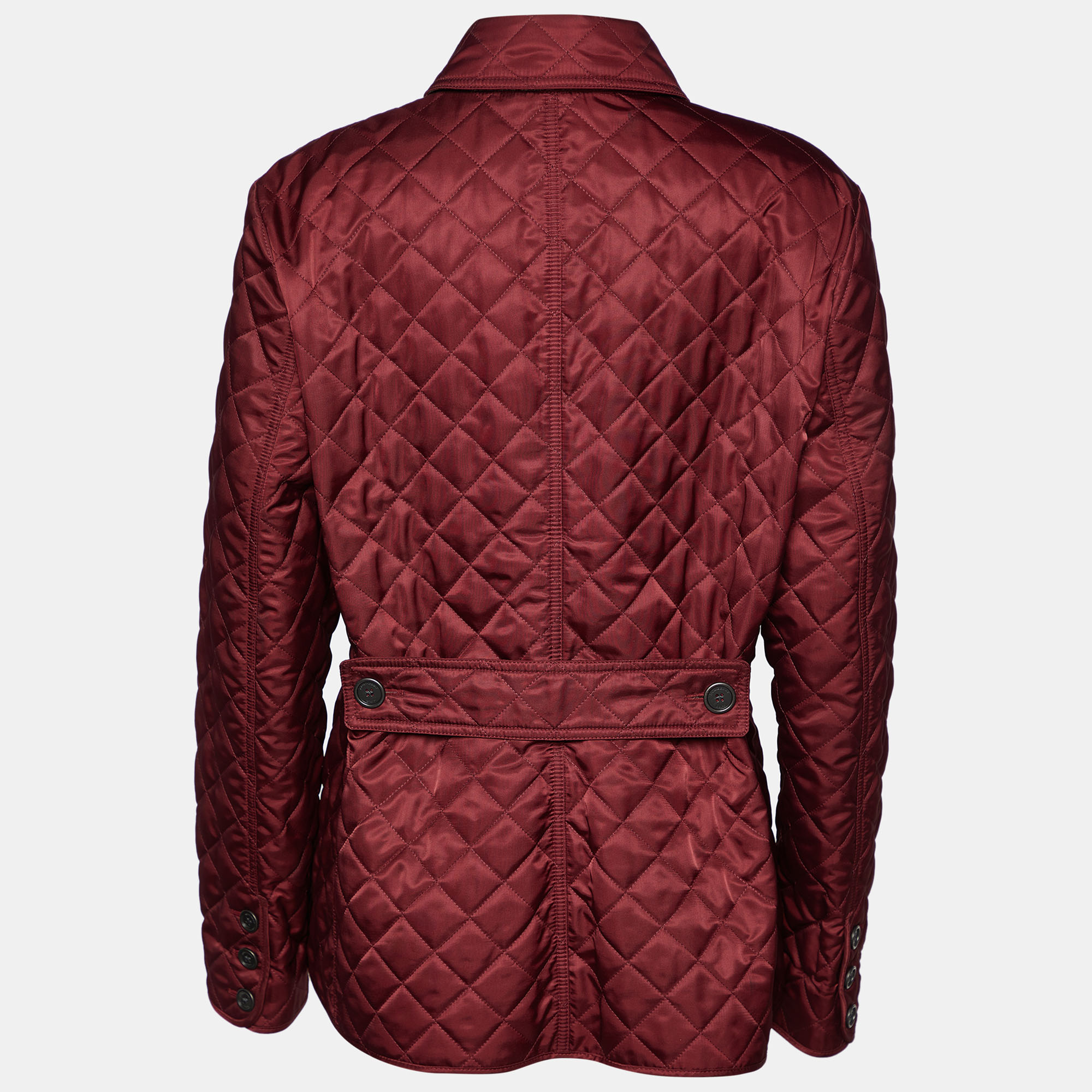 

Burberry Brit Burgundy Quilted Polyester Button Front Jacket