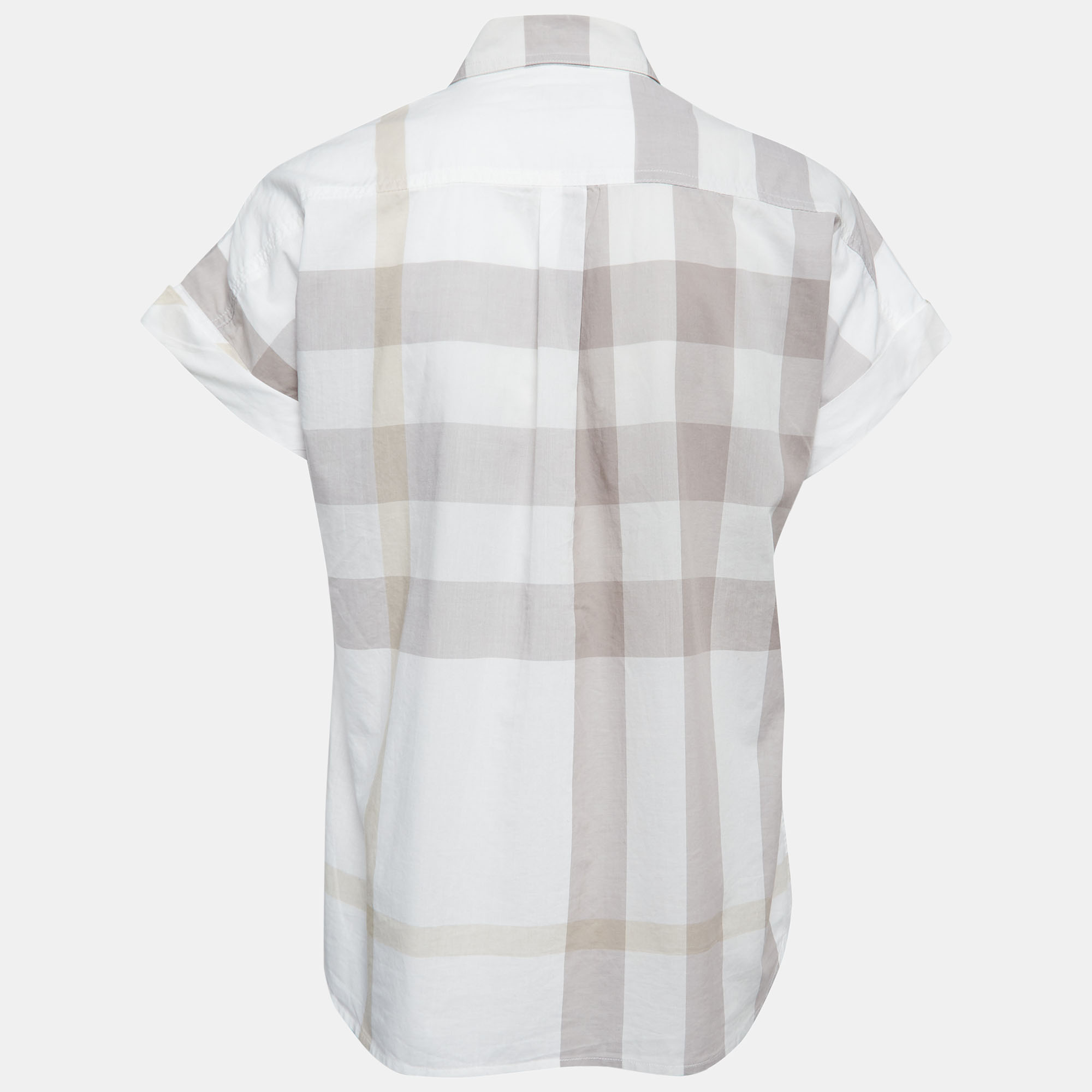 

Burberry Brit White/Beige Exploded Check Print Cotton Half Sleeve Shirt