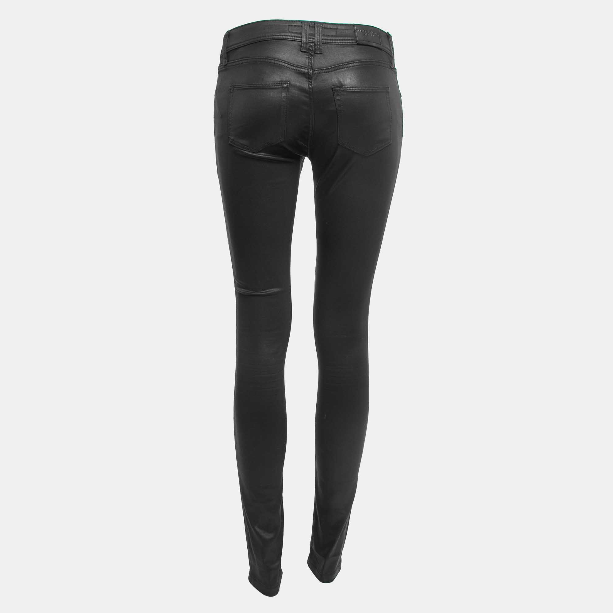 

Burberry Brit Black Coated Cotton Low Rise Skinny Jeans  Waist 26