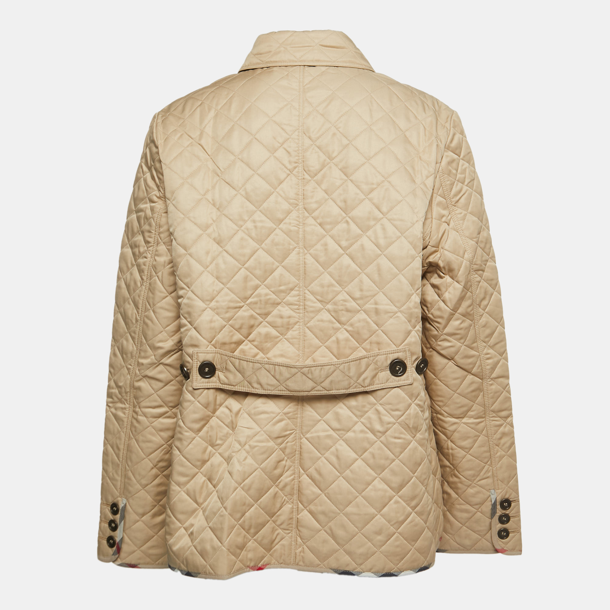 

Burberry Brit Quilted Synthetic Button Front Jacket, Beige
