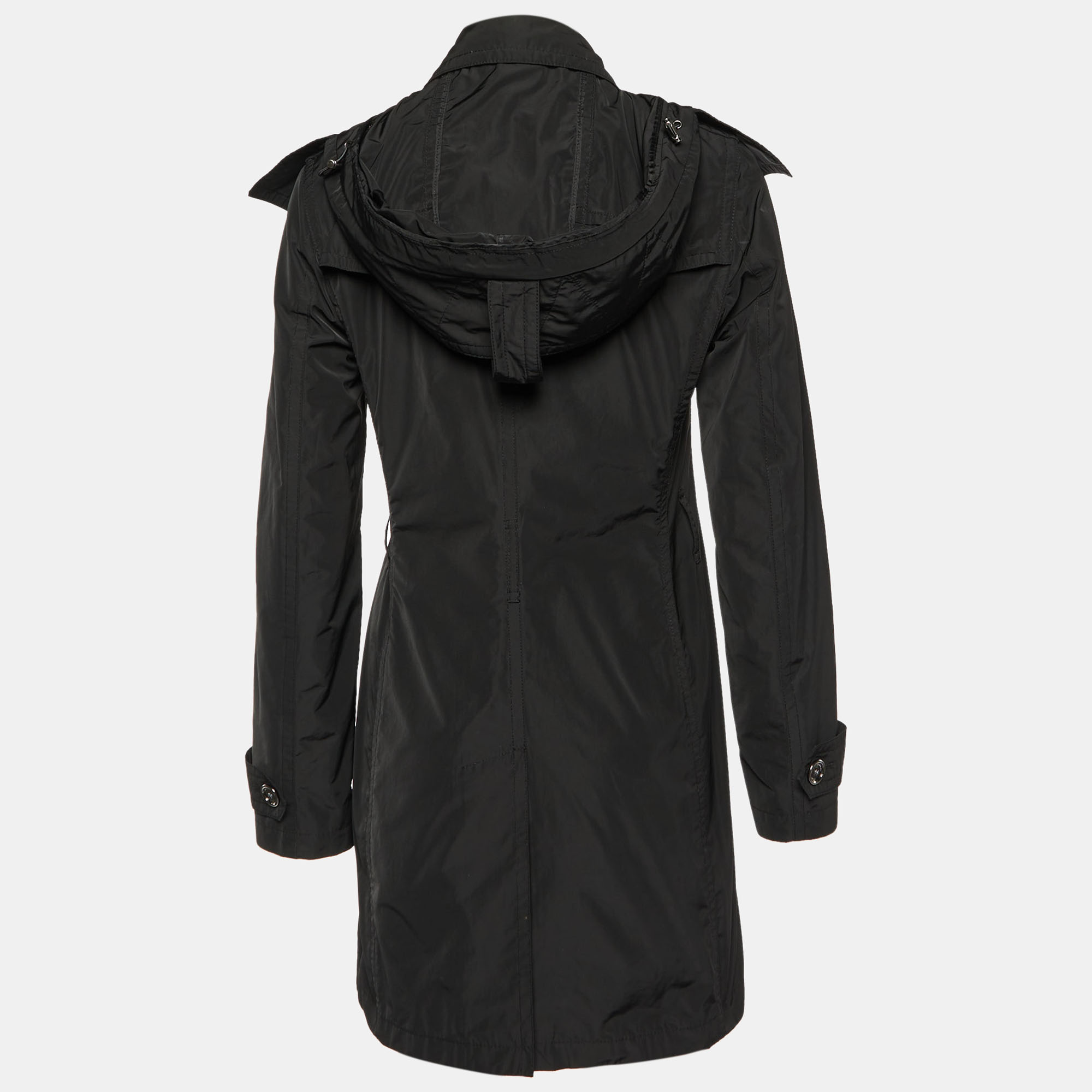 

Burberry Brit Black Polyester Double Breasted Hooded Trench Coat