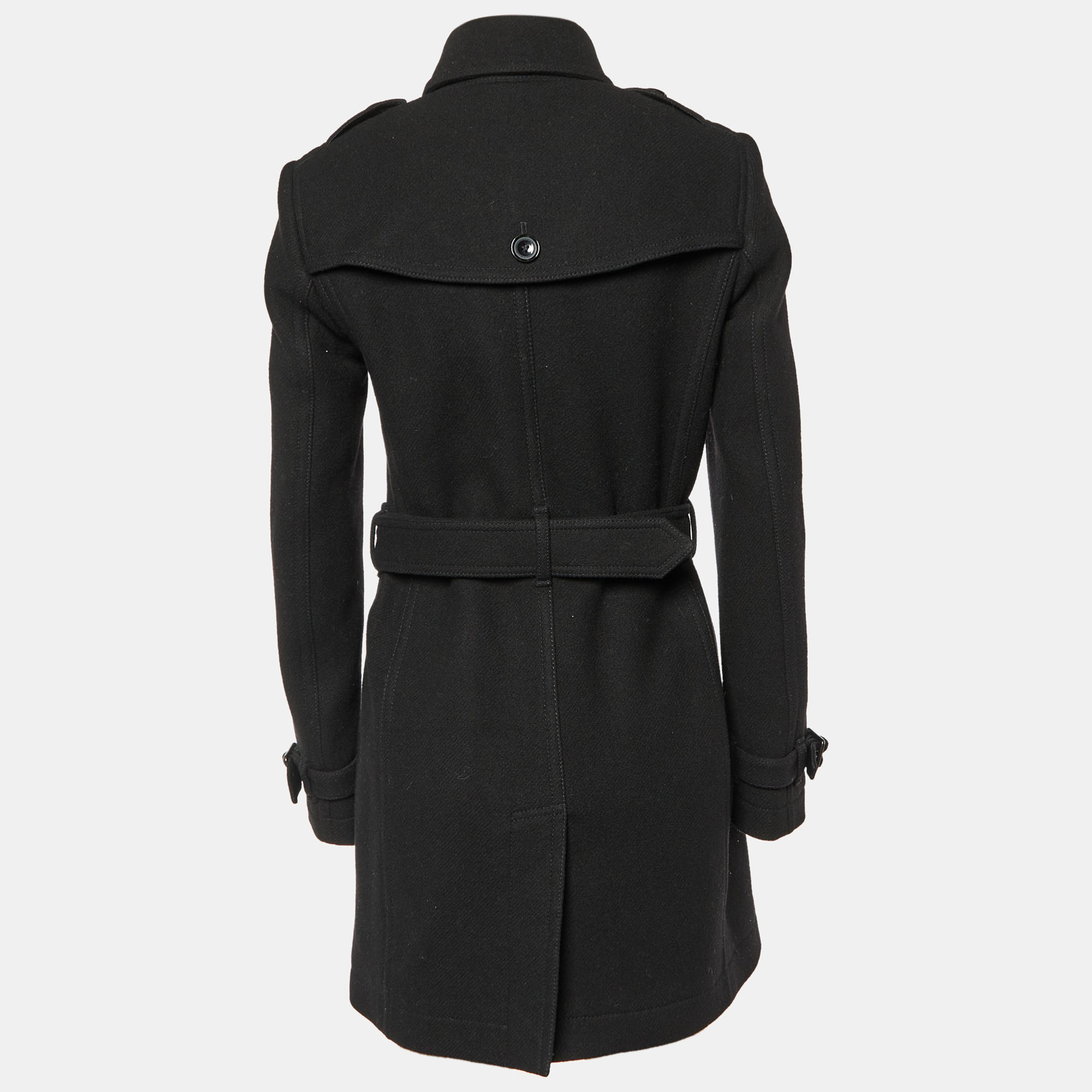 

Burberry Brit Black Wool Double Breasted Belted Coat