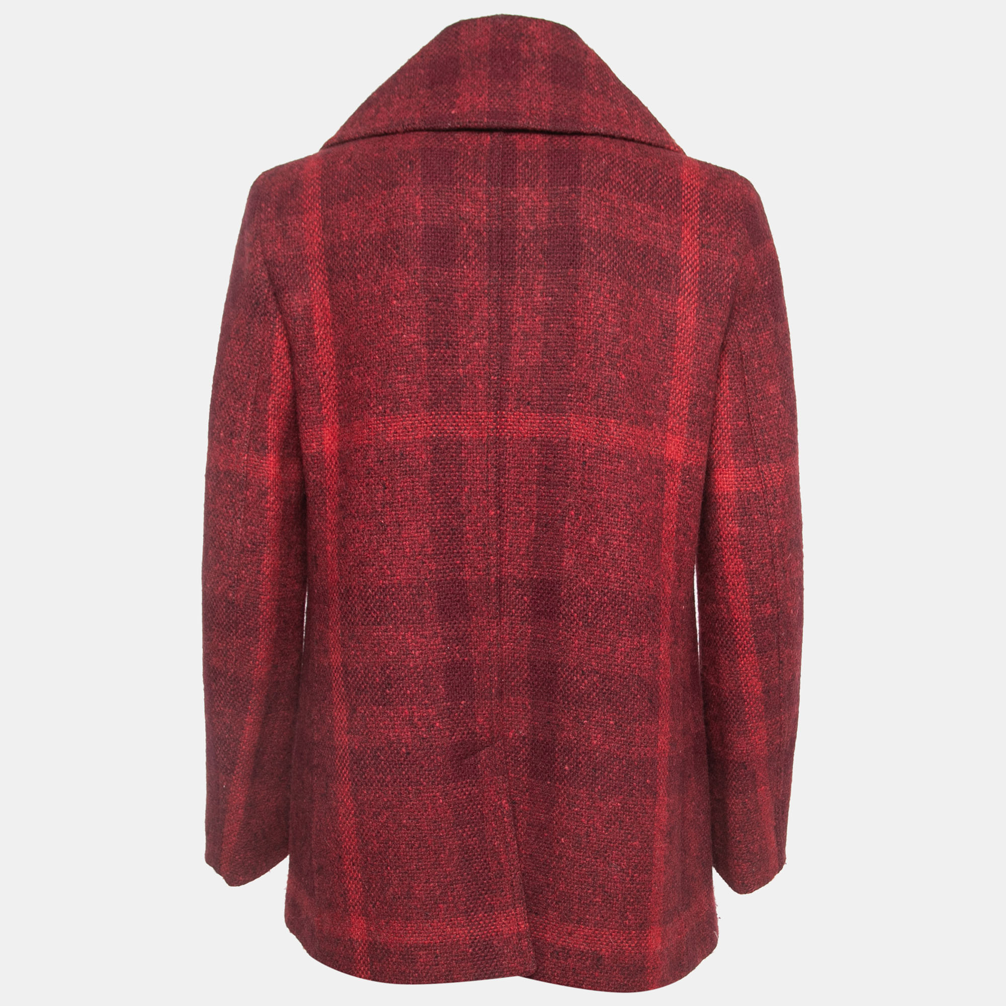 

Burberry Brit Red Checked Patterned Wool Double-Breasted Coat