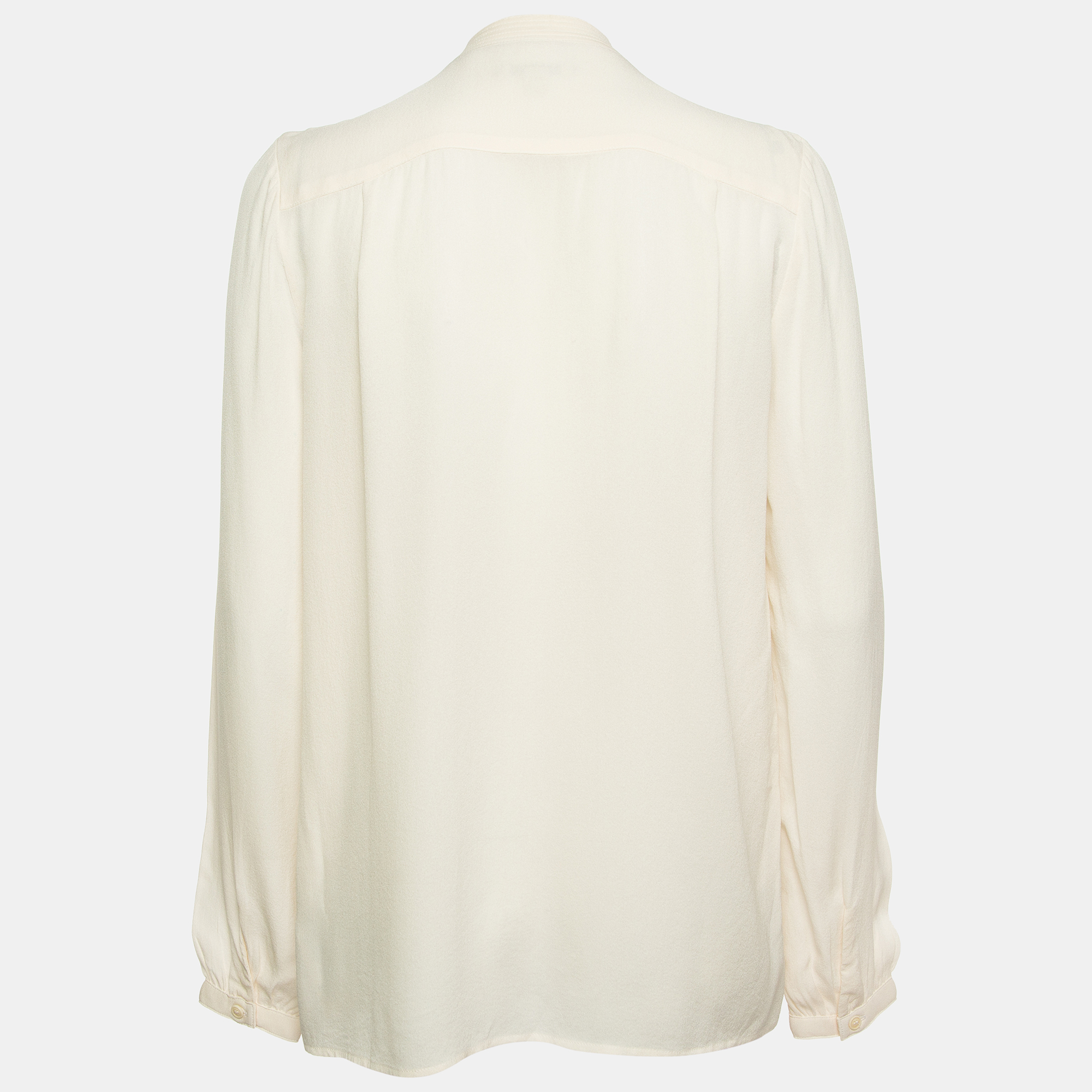 

Burberry Brit Cream Pleated Silk Tie Neck Shirt
