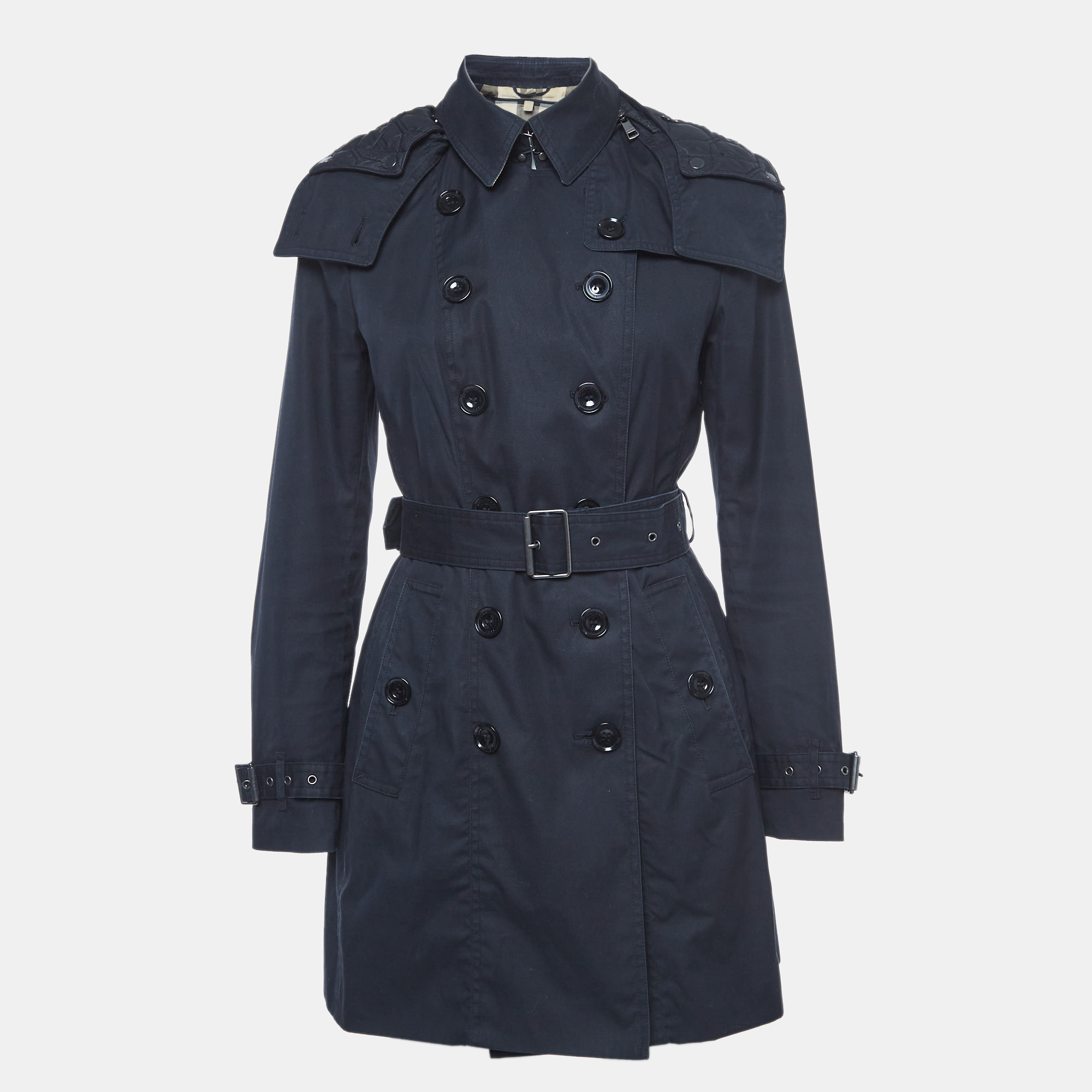 

Burberry Brit Navy Blue Double Breasted Trench Coat