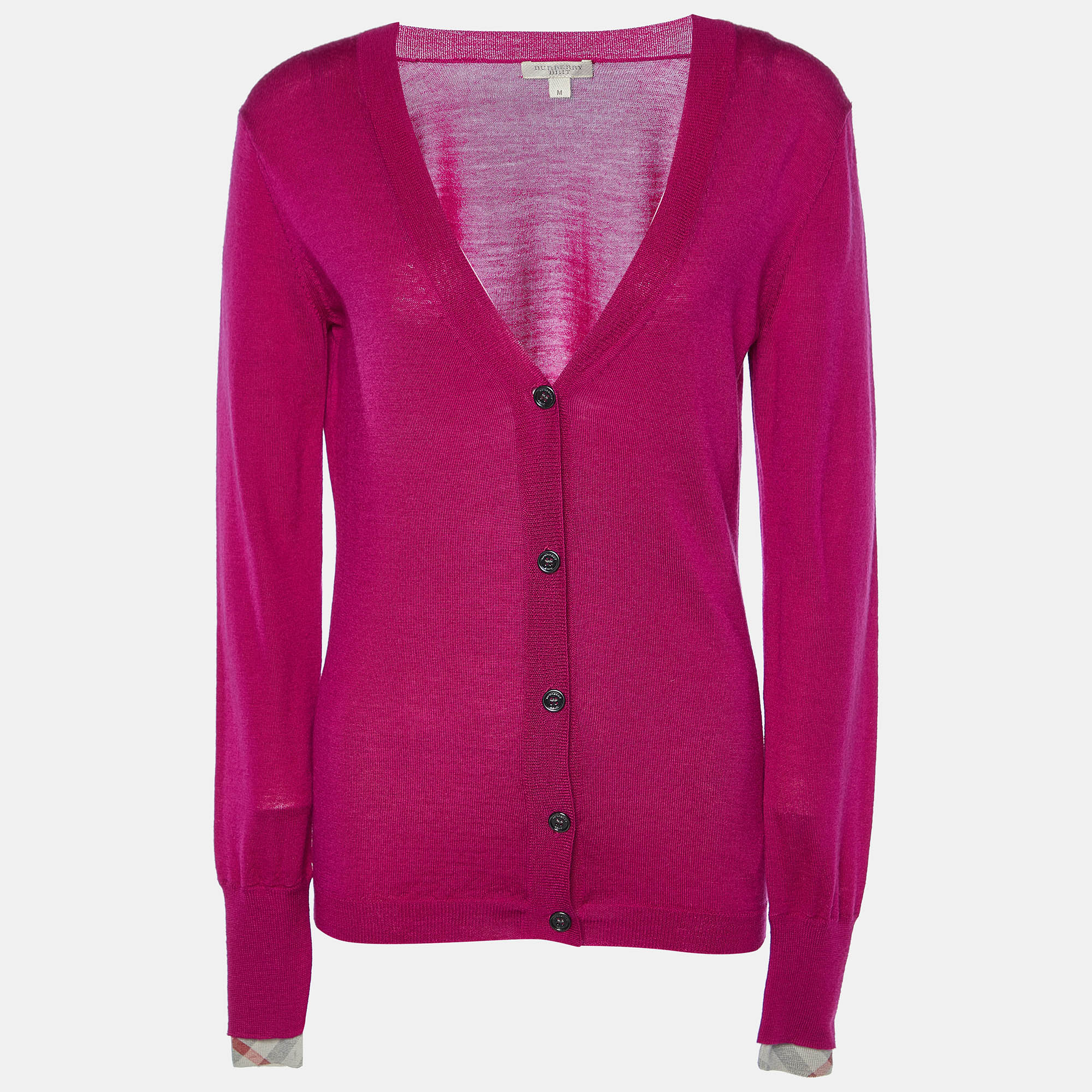 

Burberry Brit Pink Merino Wool Knit Button Front Cardigan