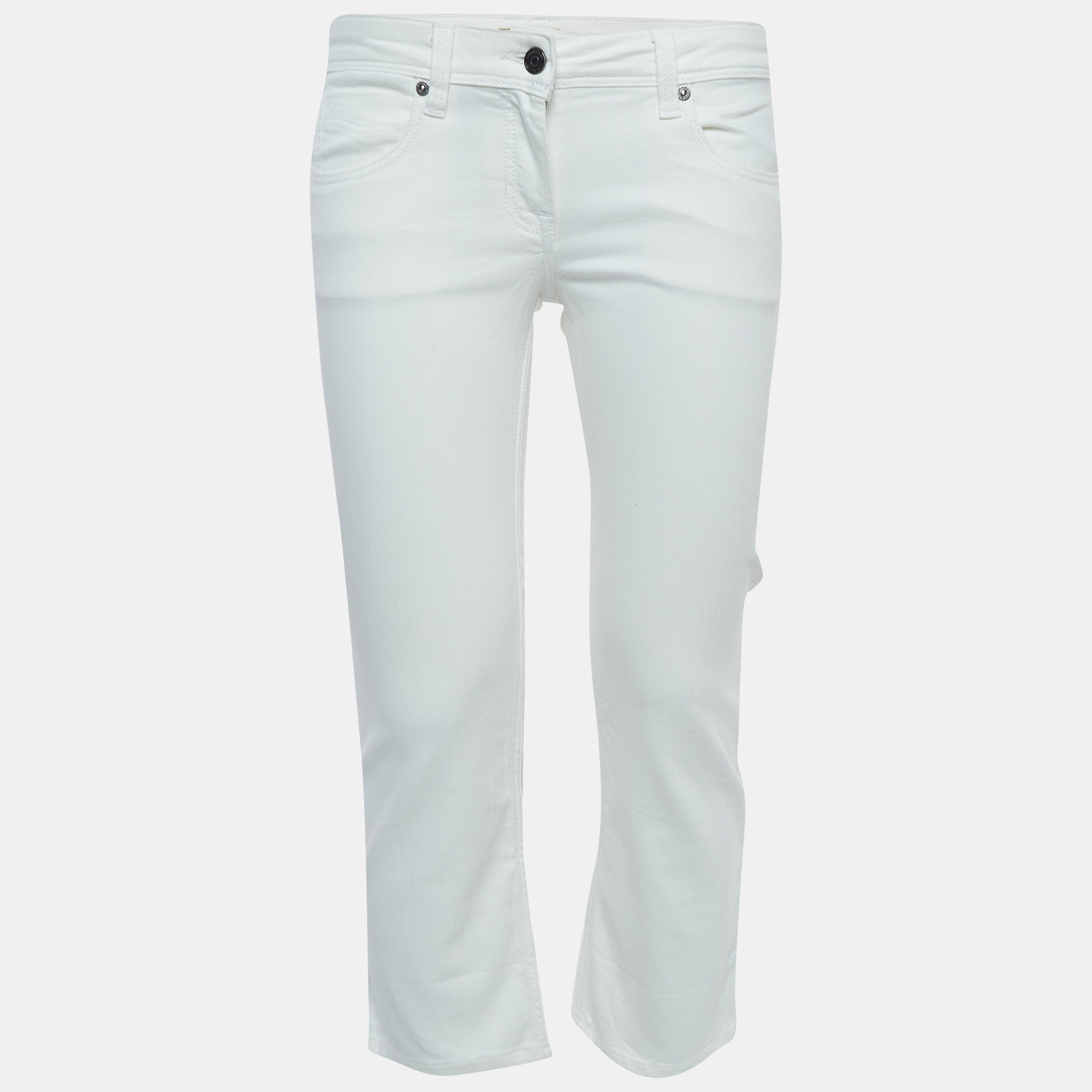 Pre-owned Burberry White Denim Skinny Leg Jeans S Waist 27"