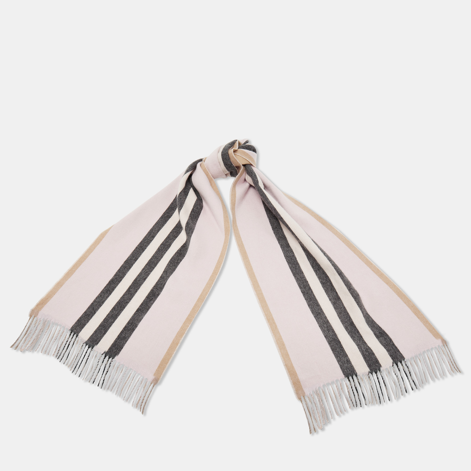 

Burberry London Beige Reversible Icon Stripe Cashmere Stole