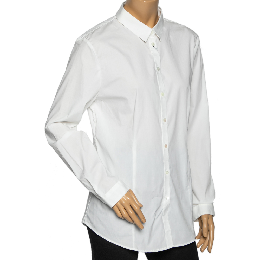 

Burberry White Cotton Button Front Long Sleeve Shirt LL