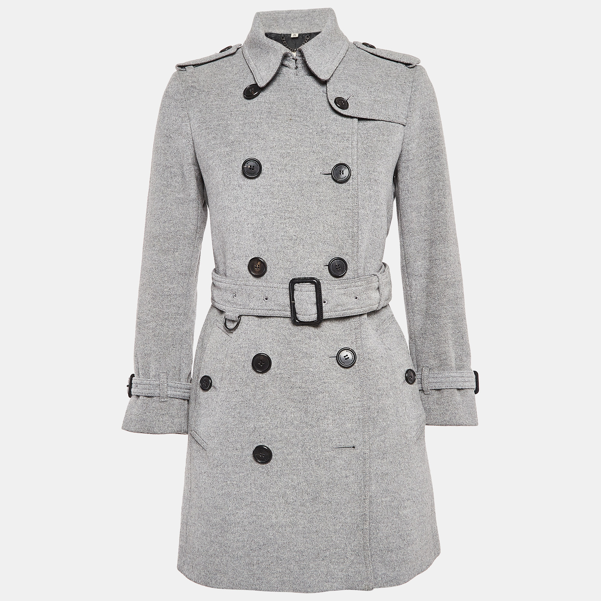 

Burberry Grey Wool Blend Double Breasted Coat S