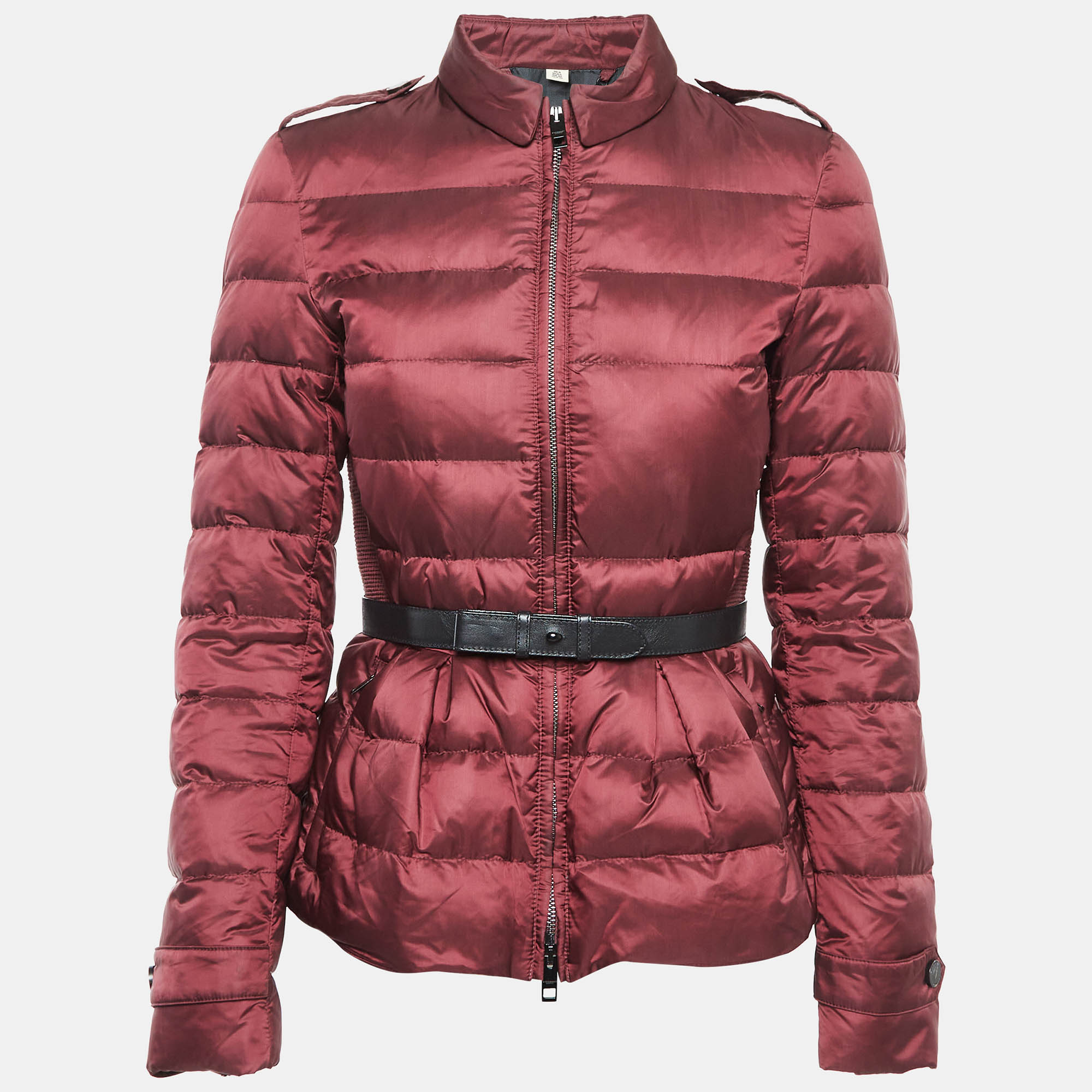 

Burberry London Burgundy Nylon Belted Puffer Jacket S