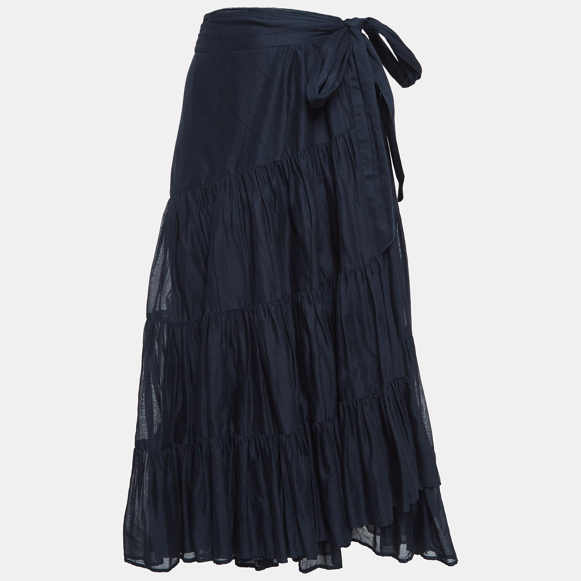 

Burberry London Navy Blue Layered Faux Wrap Skirt S