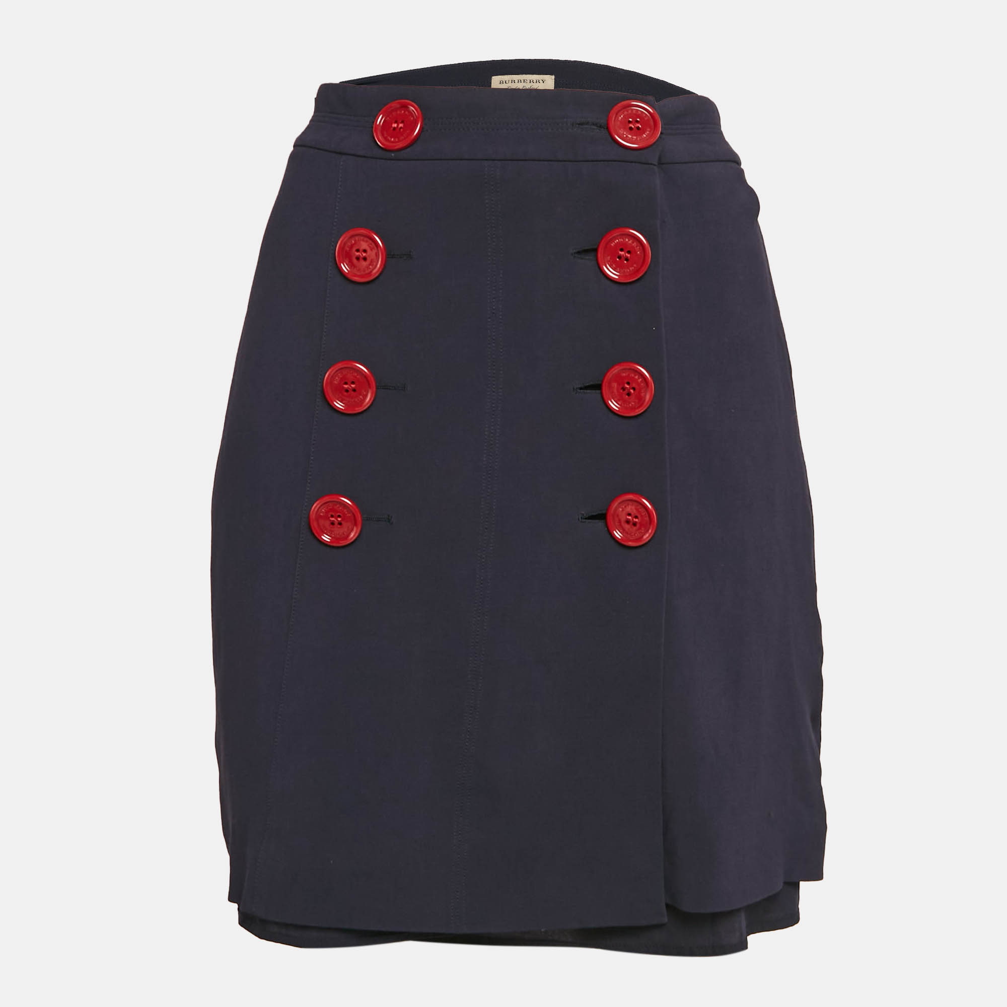 

Burberry London Navy Blue Button Front Wrap Skirt S