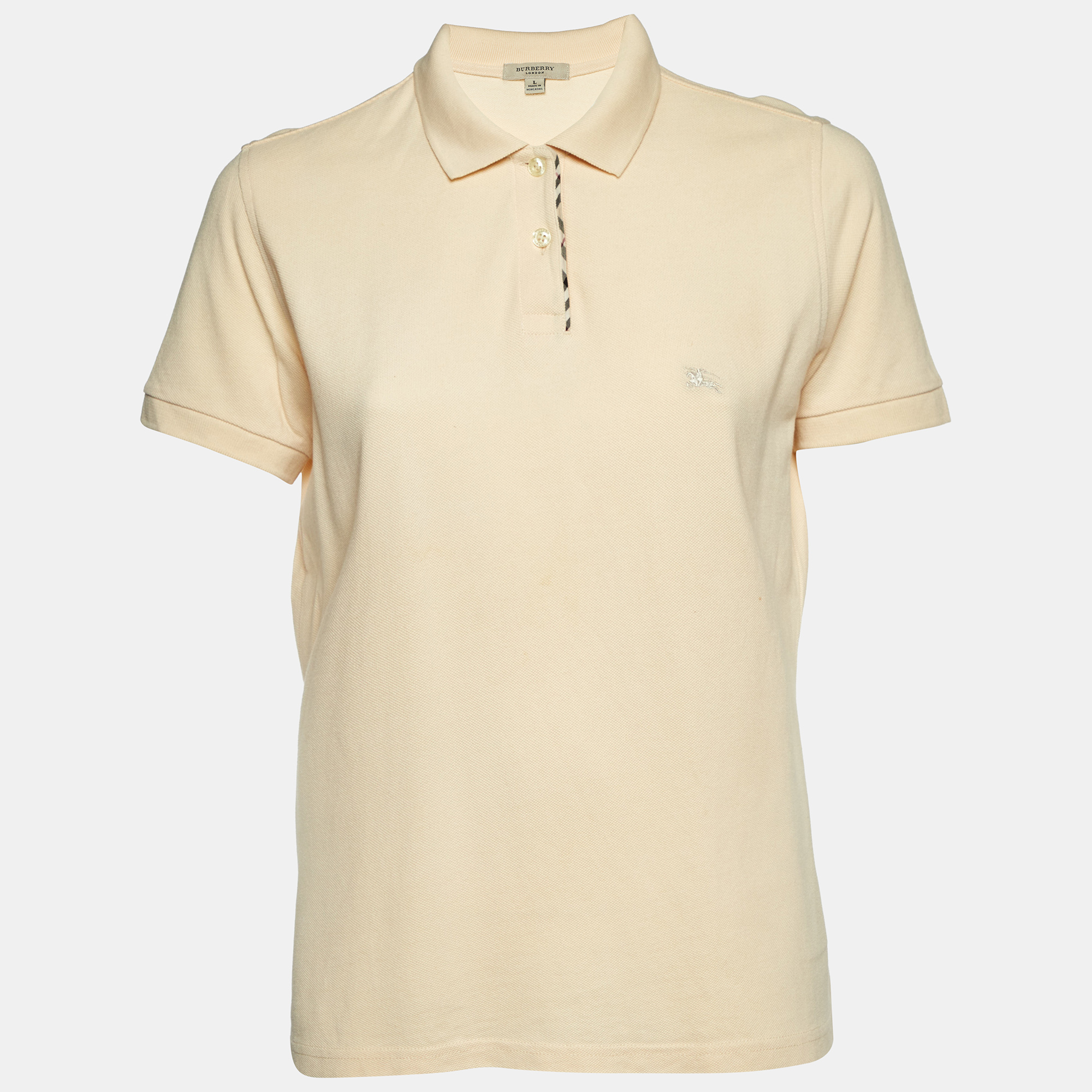 

Burberry London Cream Cotton Pique Polo T-Shirt L