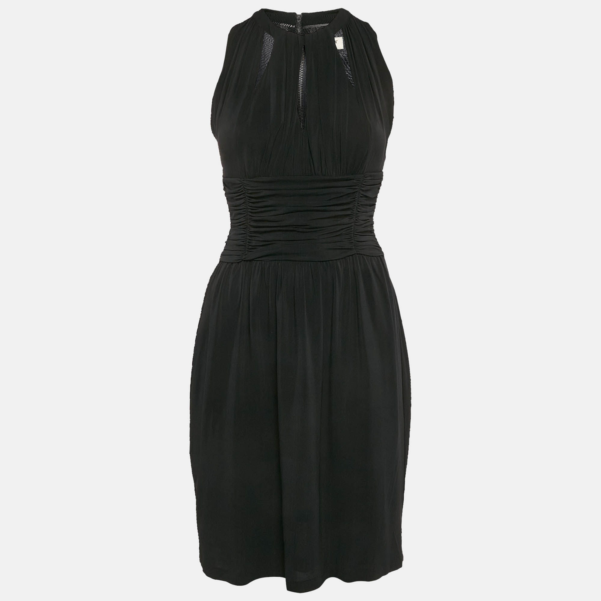 

Burberry London Black Jersey Sleeveless Ruched Short Dress S