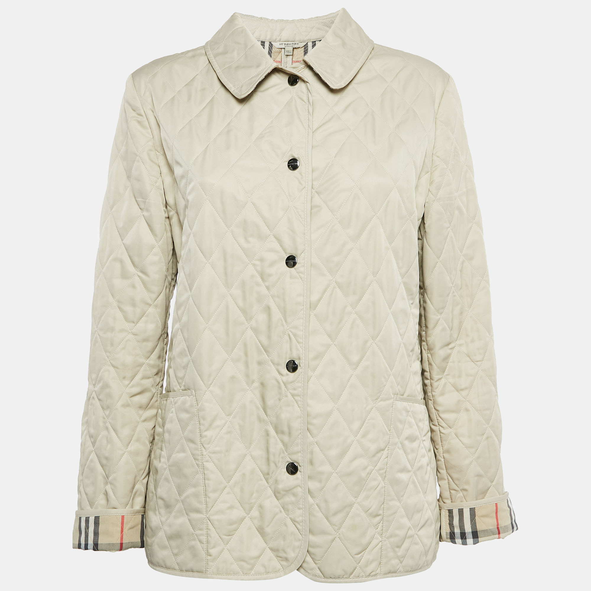 

Burberry London Beige Synthetic Quilted Jacket M