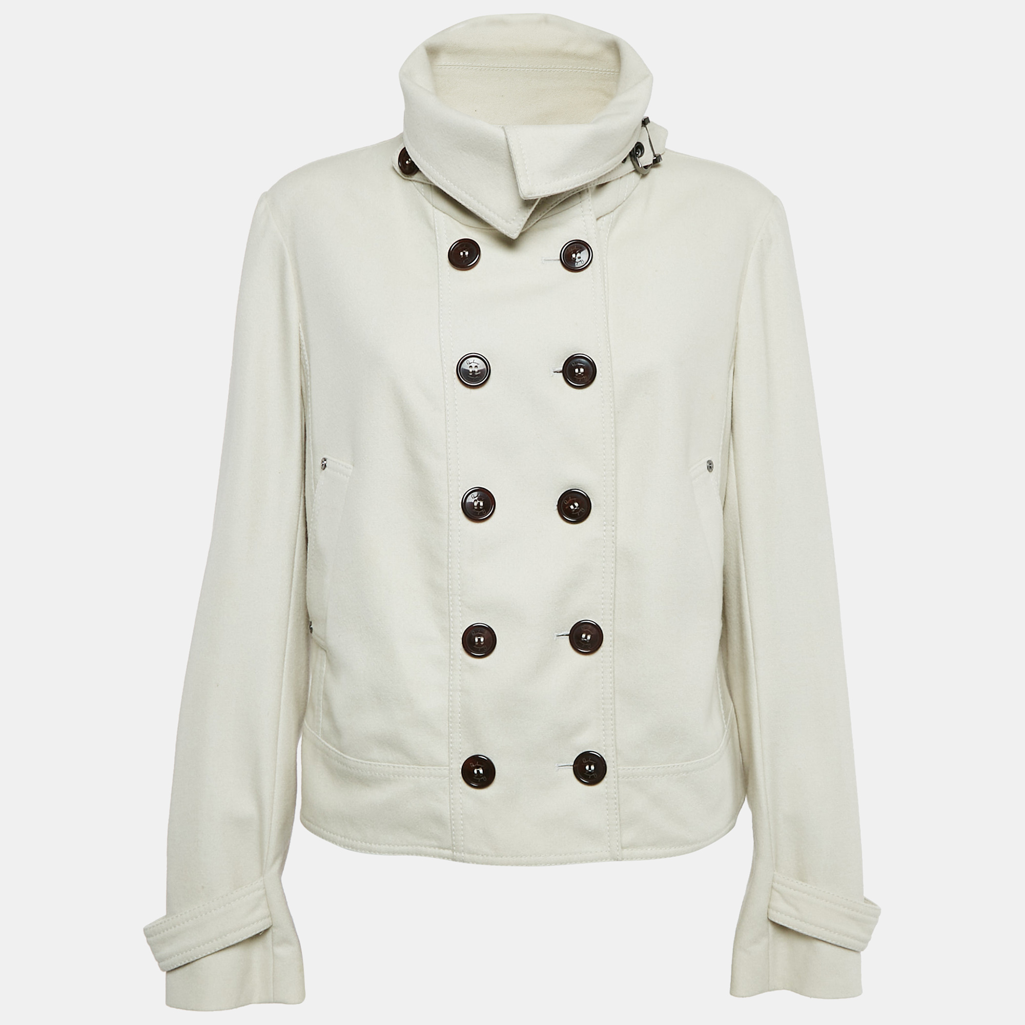 

Burberry London Beige Wool Short Pea Coat L