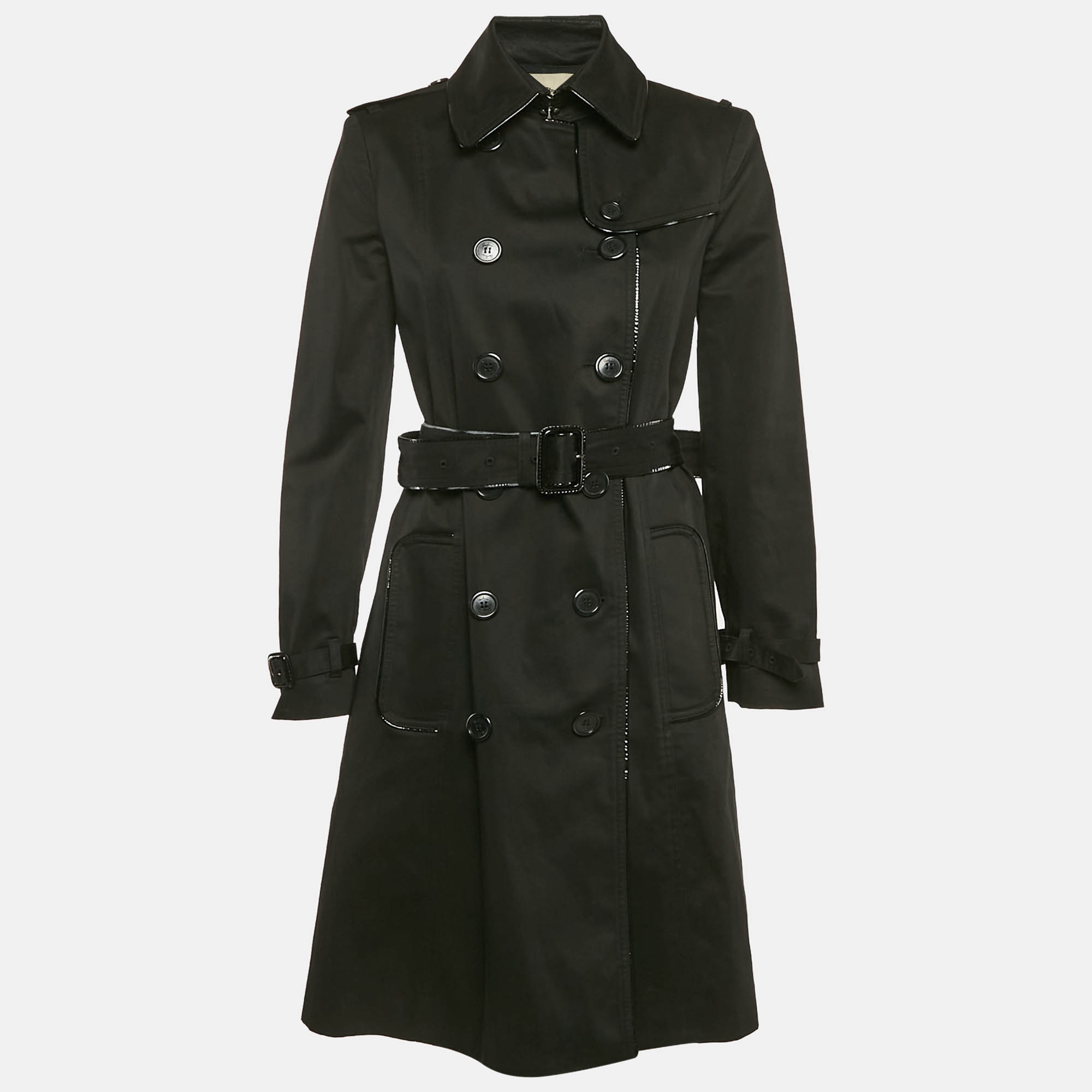 

Burberry London Black Cotton Double Breasted Trench Coat M