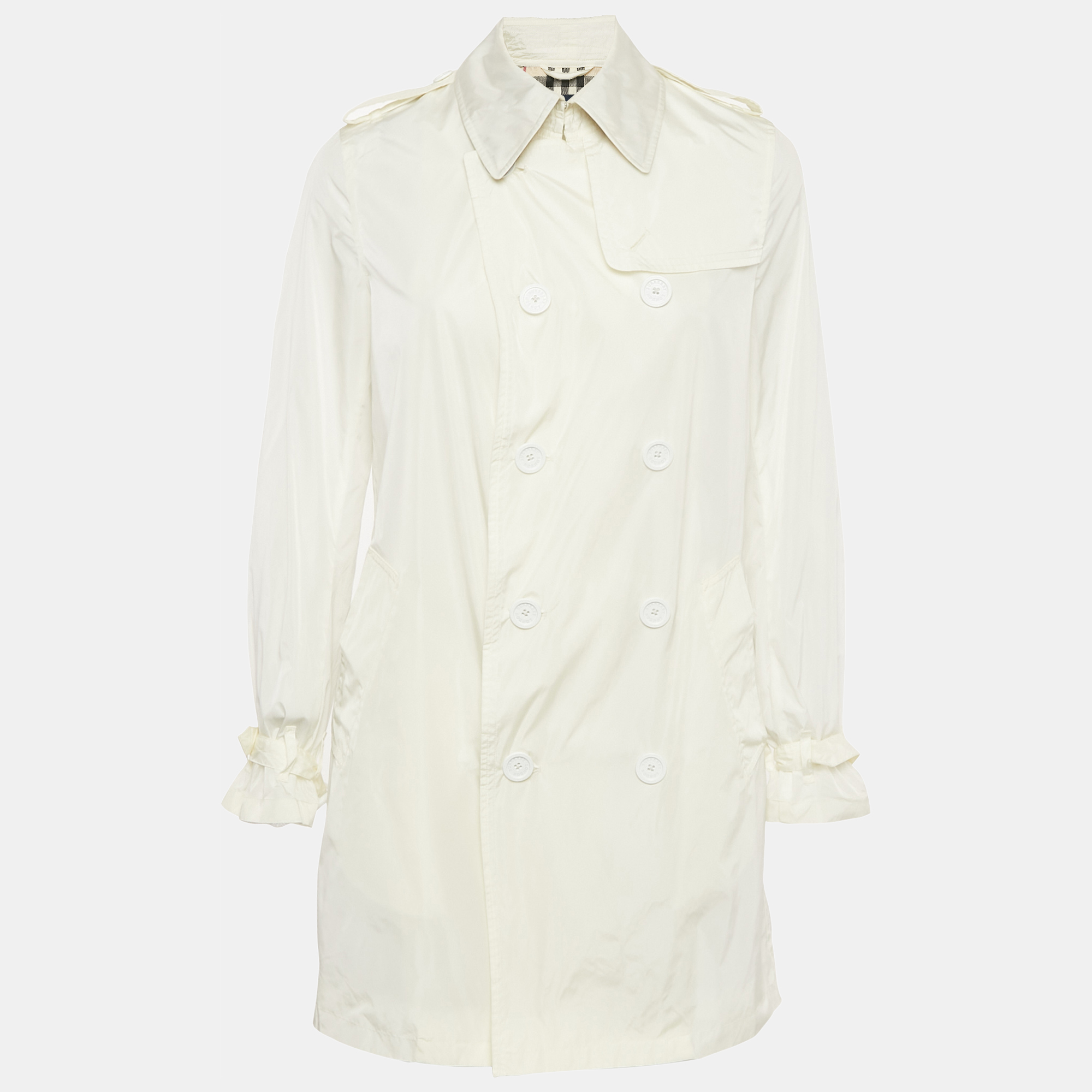 

Burberry London White Nylon Double Breasted Trench Coat M