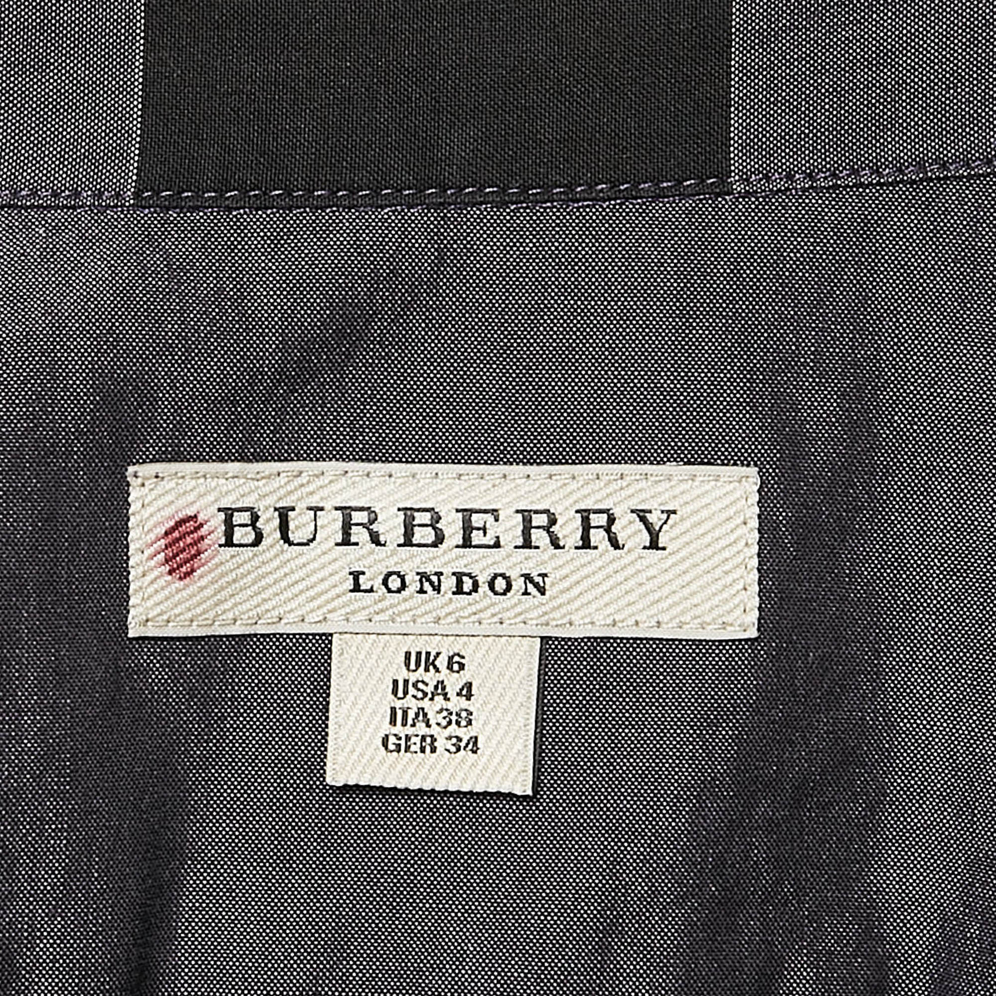 Burberry London Multicolor/Purple Tartan Check Cotton Button Front Shirt S 