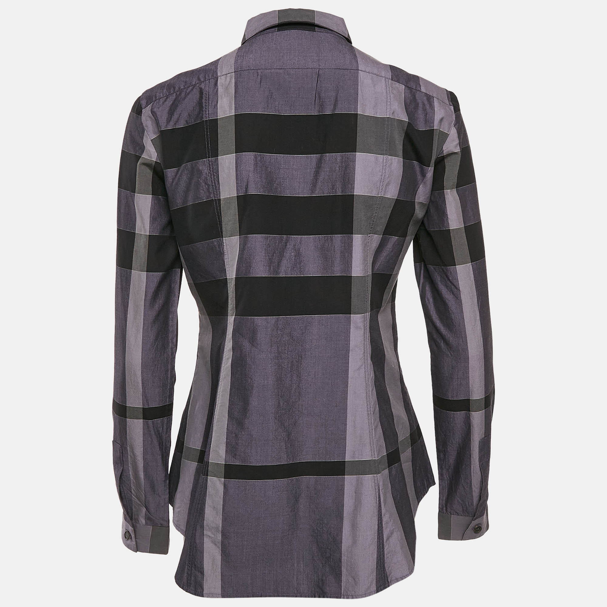 Burberry London Multicolor/Purple Tartan Check Cotton Button Front Shirt S 