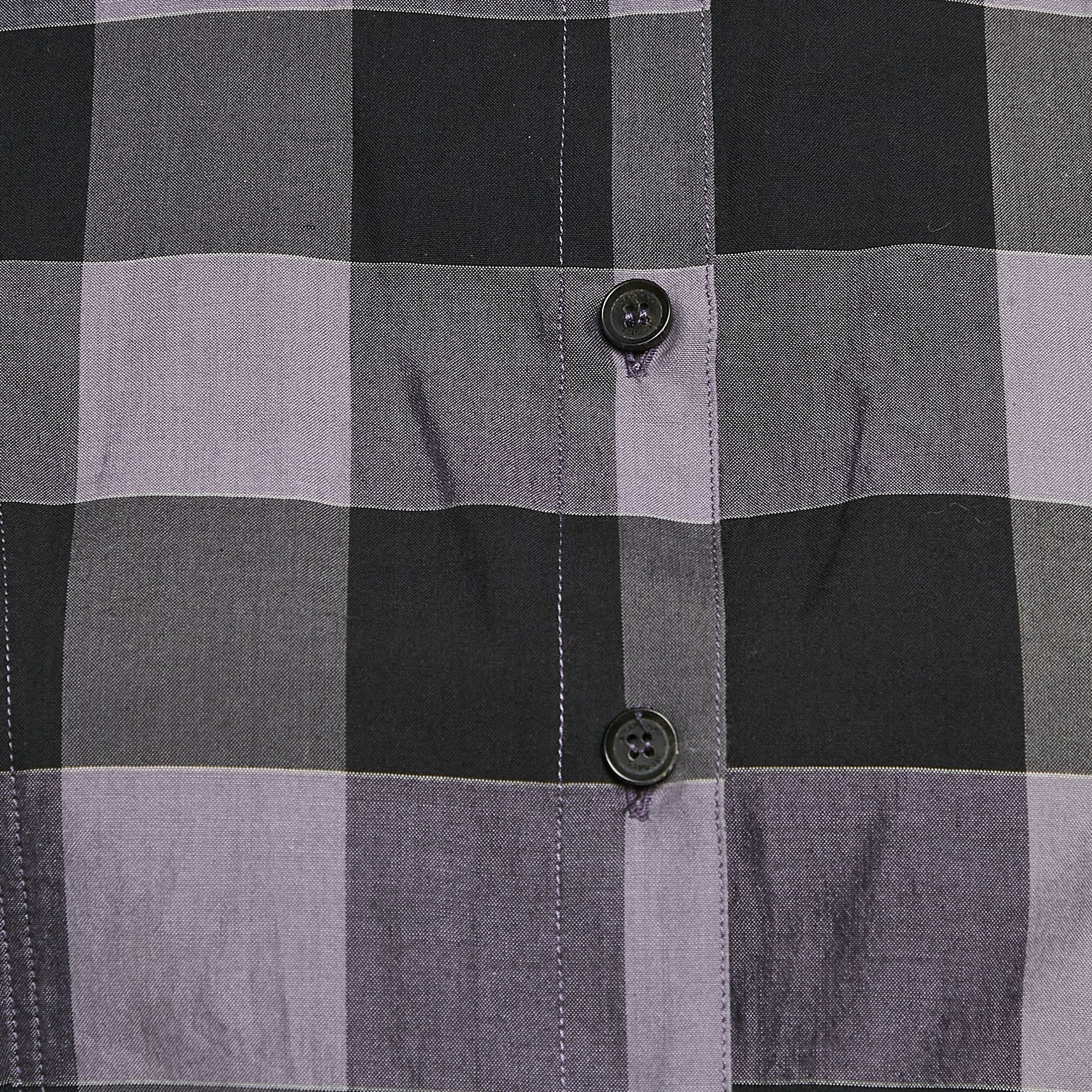 Burberry London Multicolor/Purple Tartan Check Cotton Button Front Shirt S 