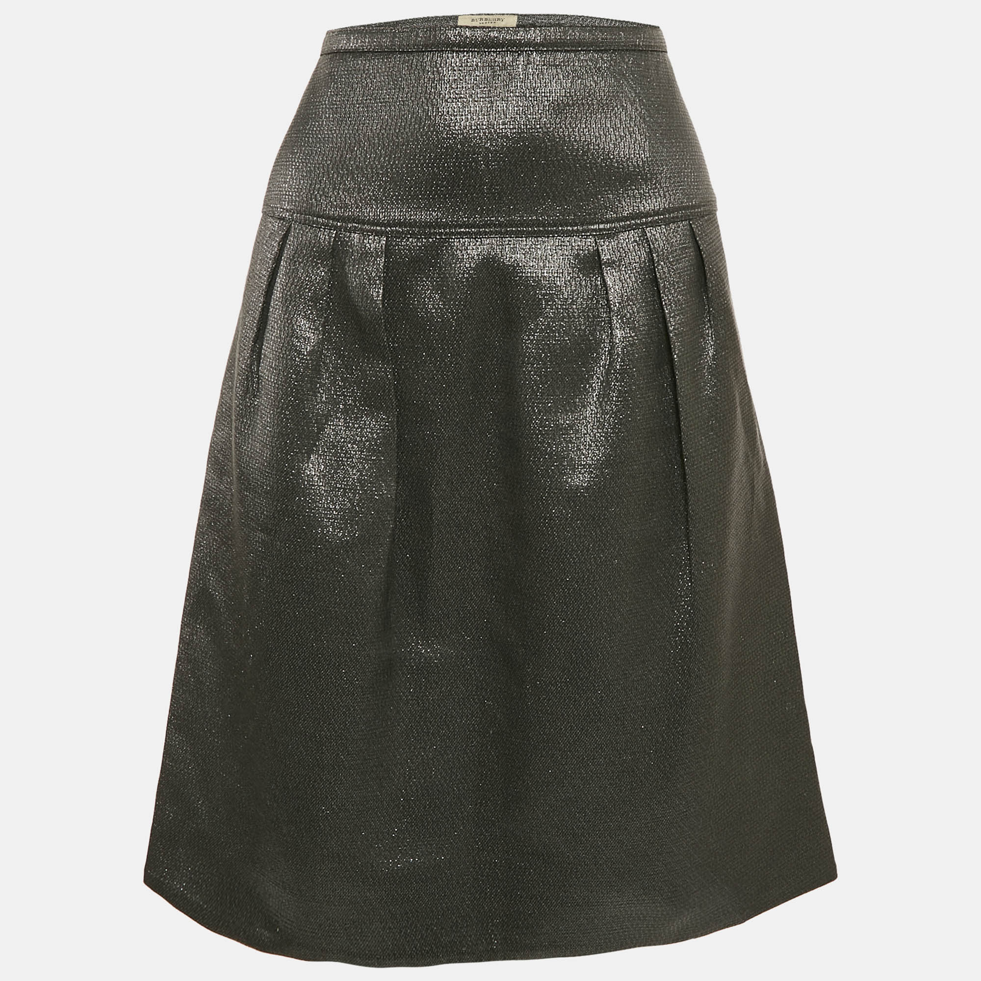 

Burberry London Metallic Lurex Pleated Knee-Length Skirt M