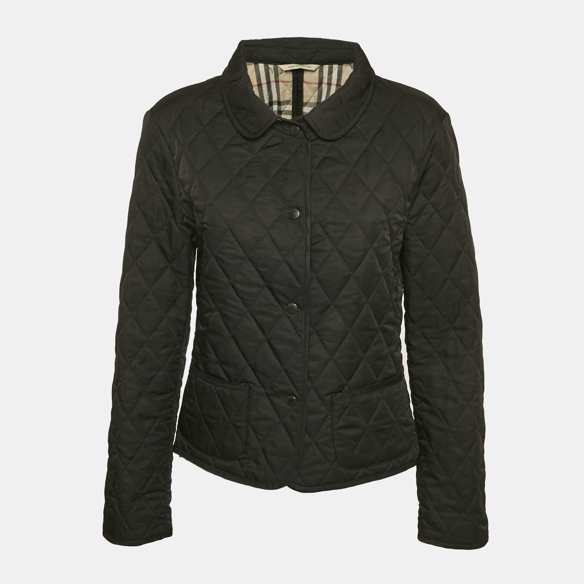 

Burberry London Black Button Front Quilted Jacket M