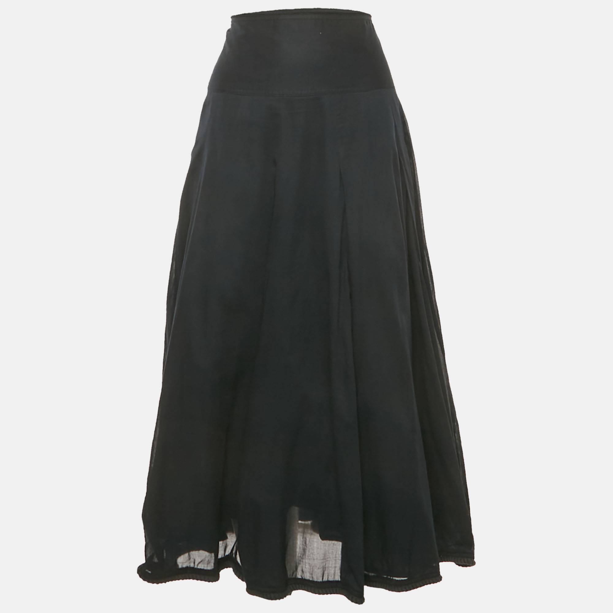 

Burberry London Midnight Blue Cotton Tiered Midi Skirt M, Navy blue