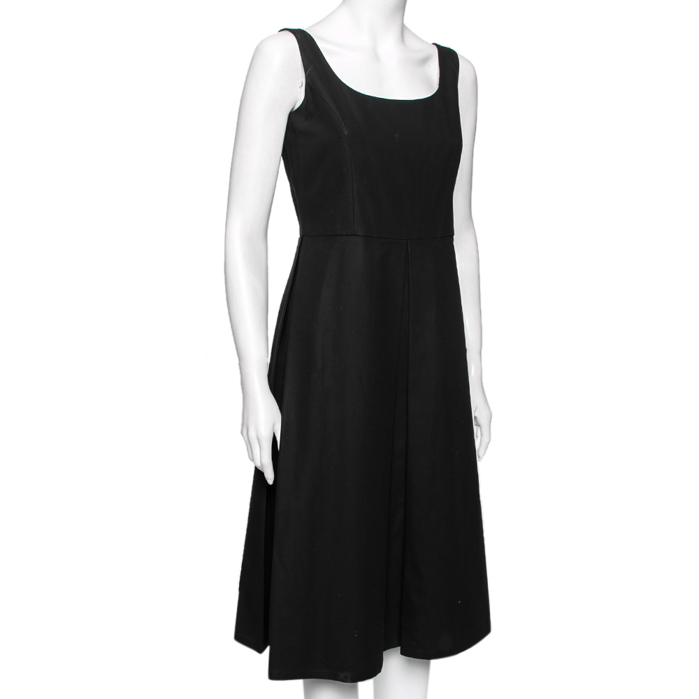 

Burberry Black Cotton Box Pleat Detailed Sleeveless Dress