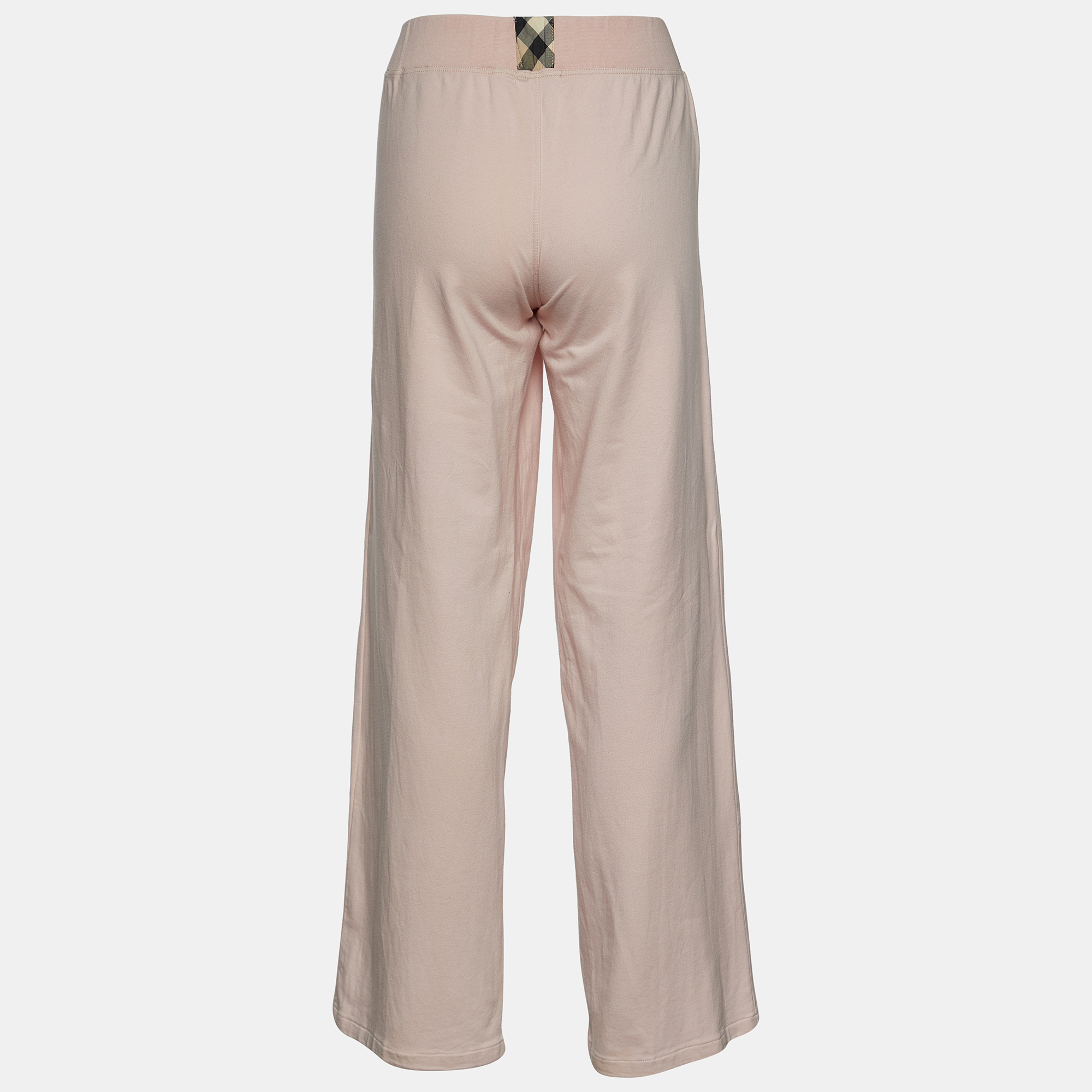 

Burberry London Pink Cotton Knit Wide Leg Trousers