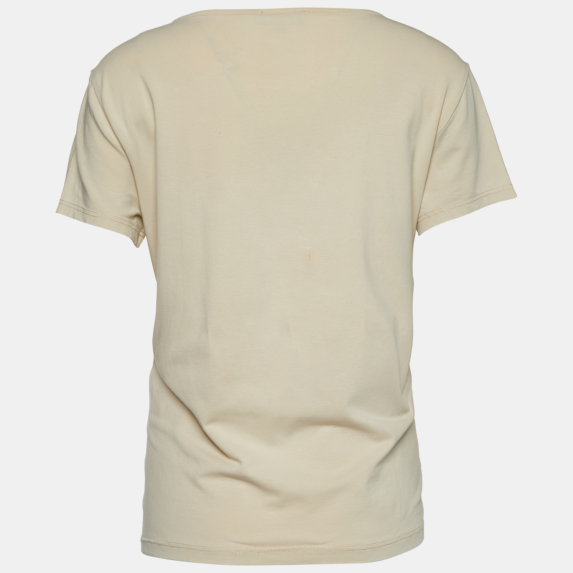 

Burberry London Beige Logo Print Stretch Cotton Worley Crew Neck T-Shirt