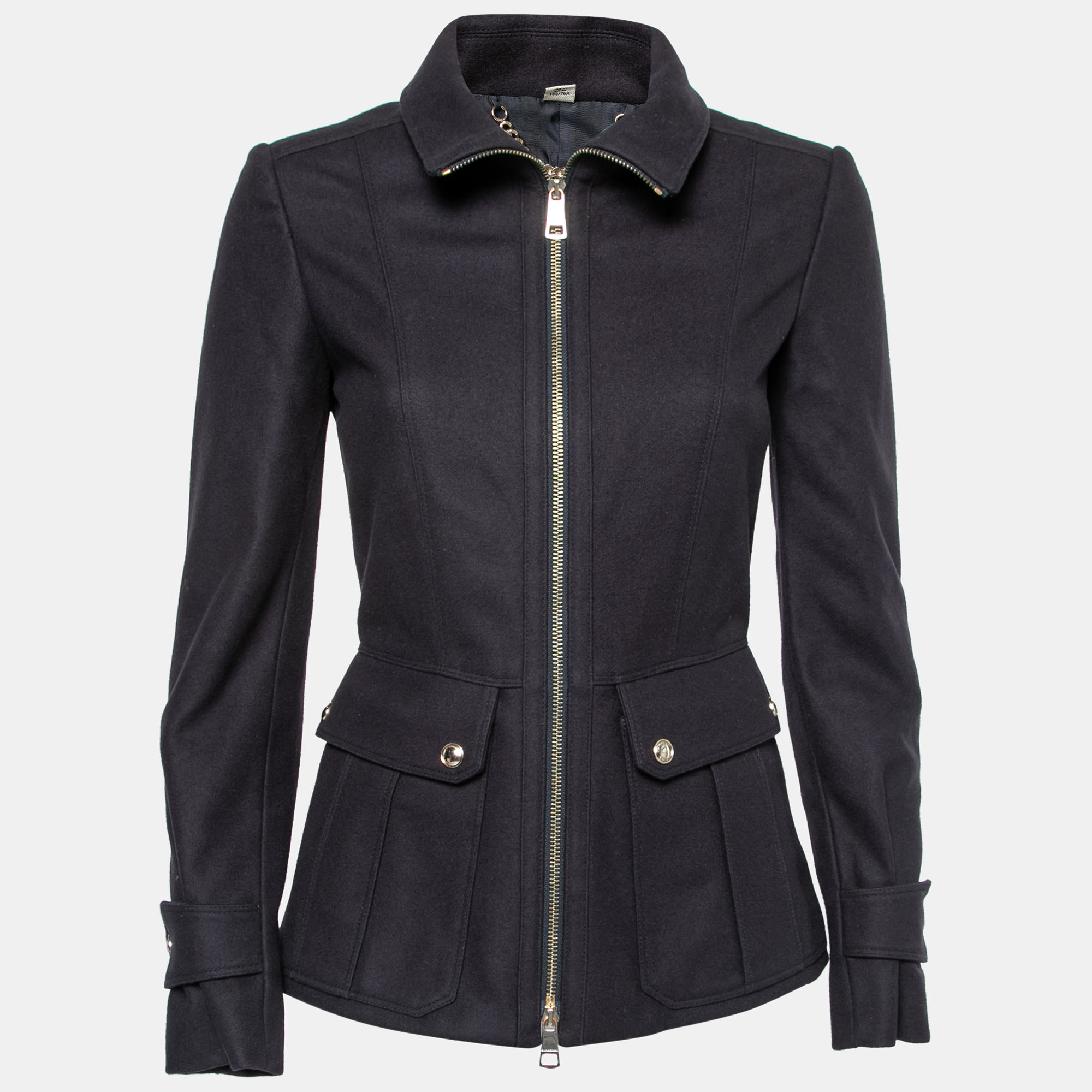 

Burberry Navy Blue Wool Zip Front Jacket