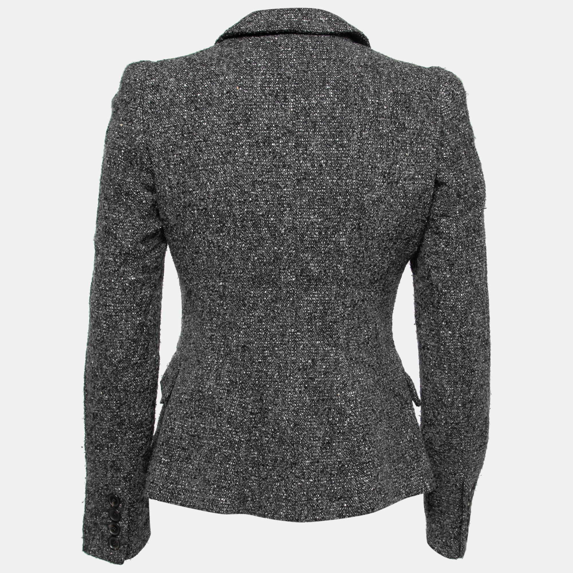 

Burberry London Grey Tweed Button Front Blazer