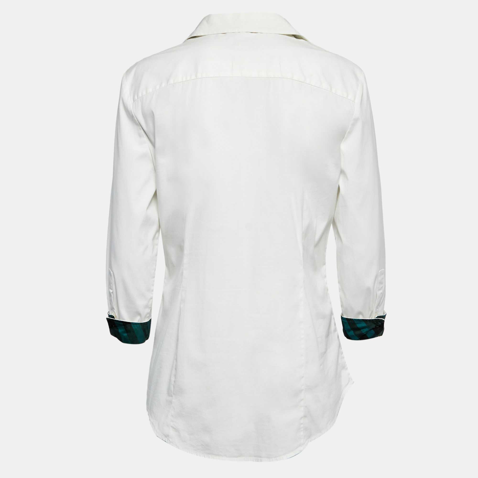 

Burberry London White Cotton Blend Button Front Long Sleeve Shirt