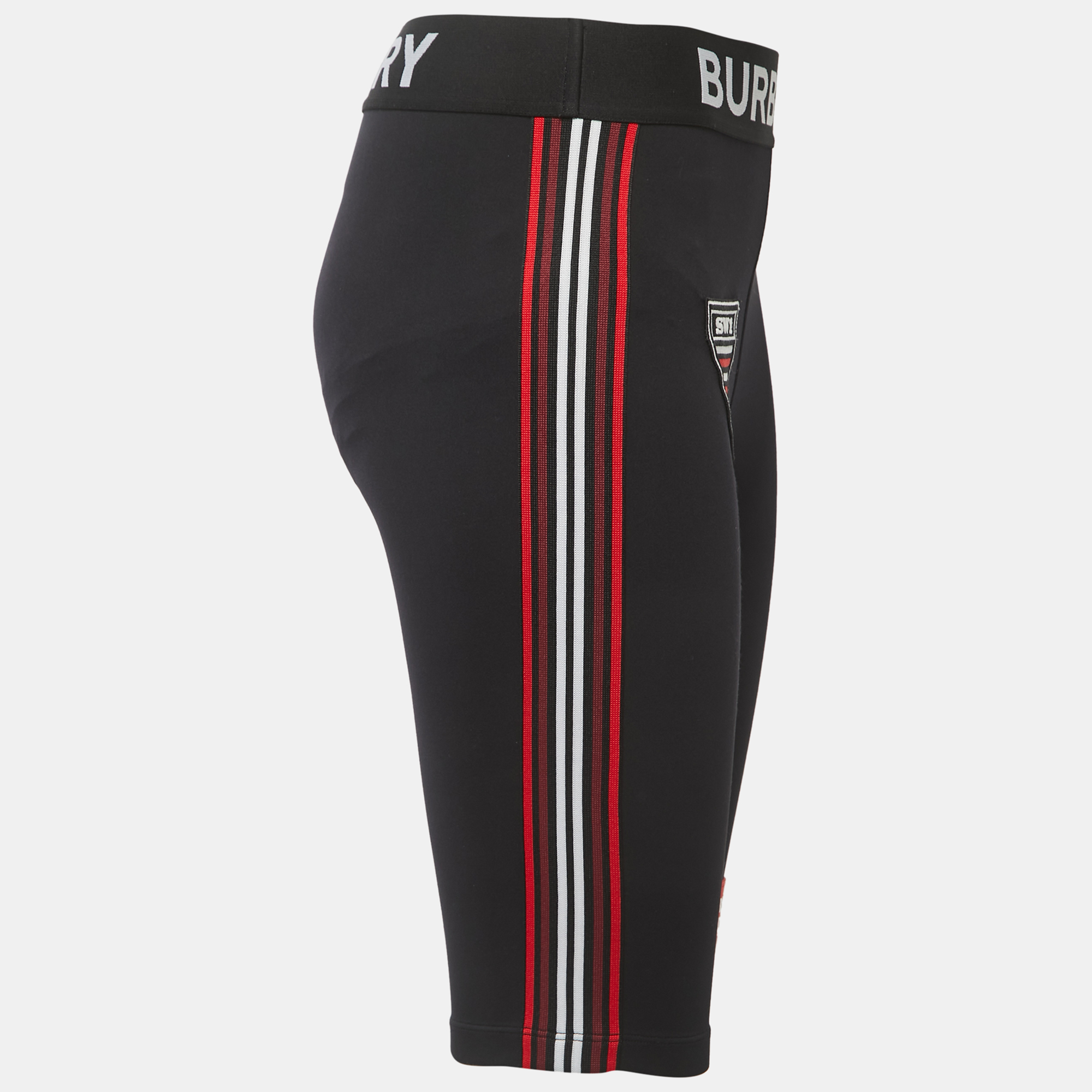 

Burberry Black Stretch Knit Logo Detailed Waist Side Stripe Cycling Shorts