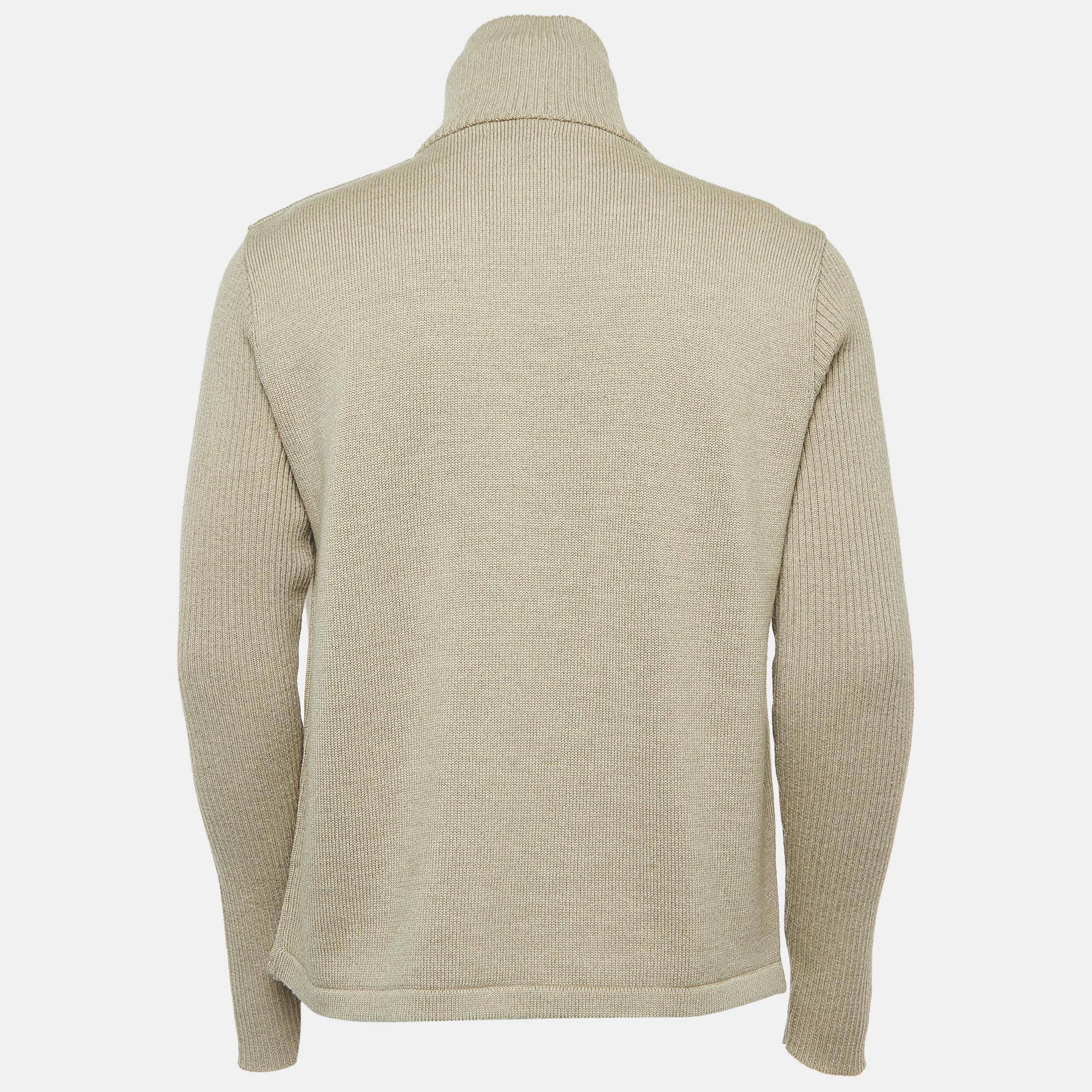 

Burberry London Beige Merino Wool Zip-Up Sweater