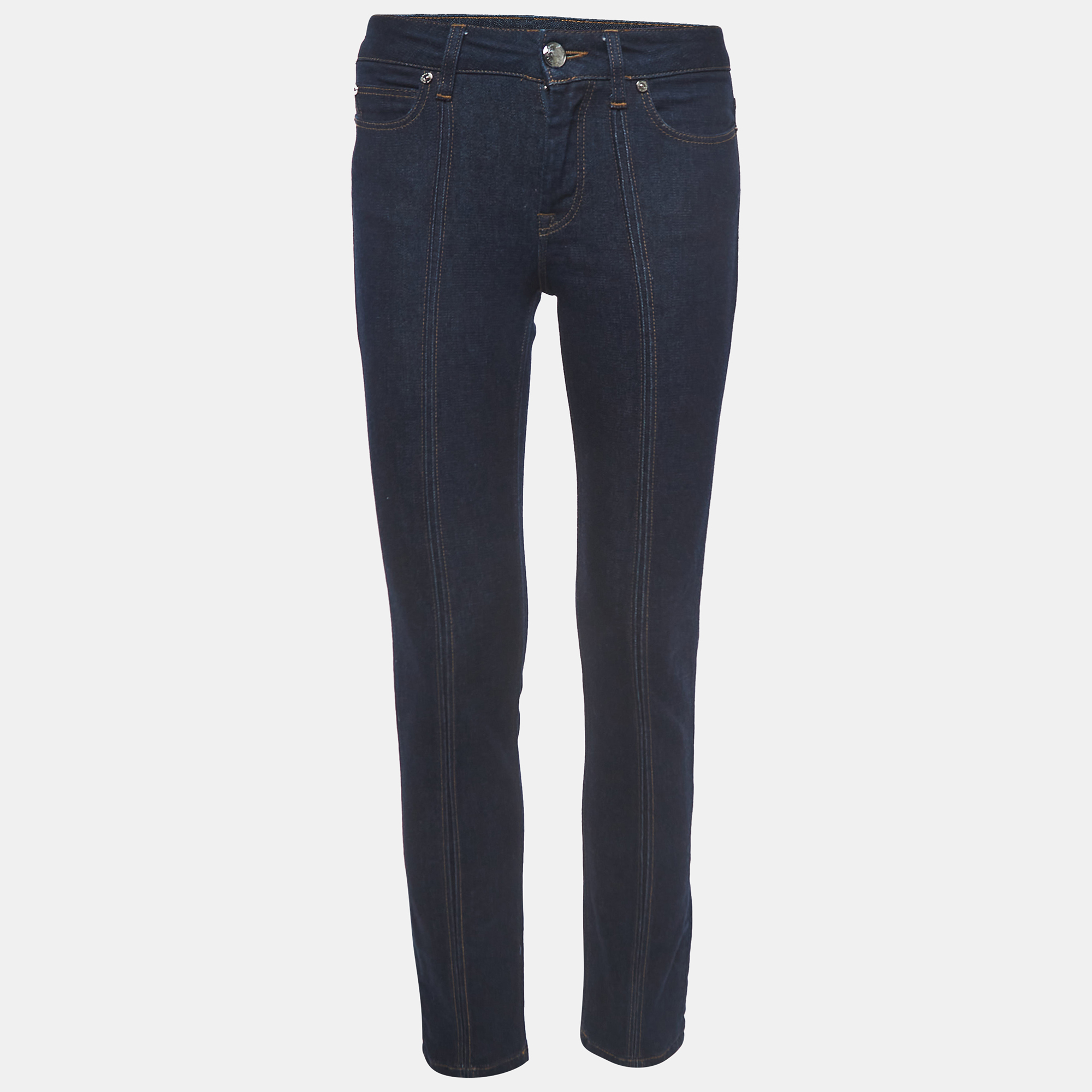 Pre-owned Burberry Blue Denim Skinny Leg Jeans S Waist 26"