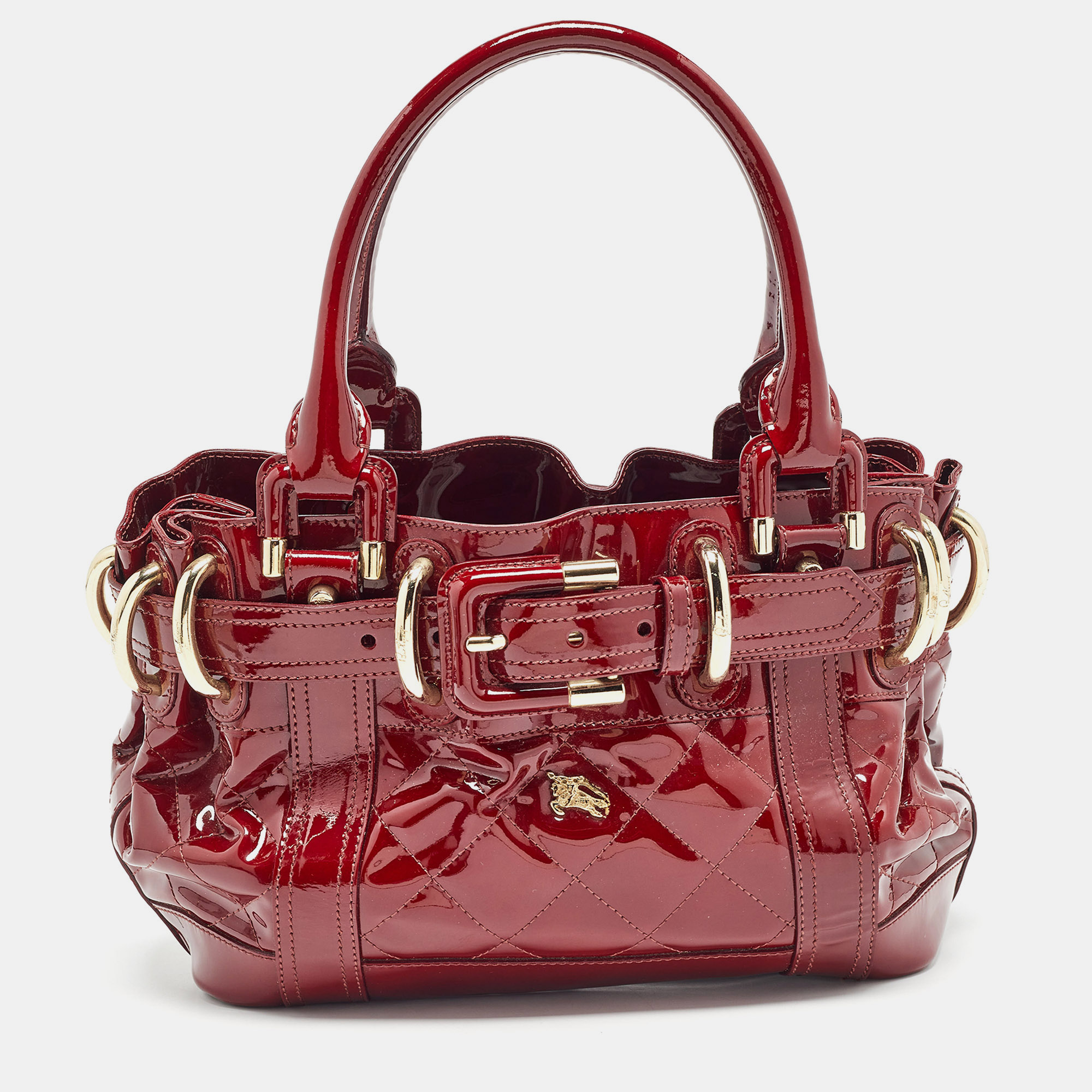 

Burberry Red Patent Leather Beaton Tote