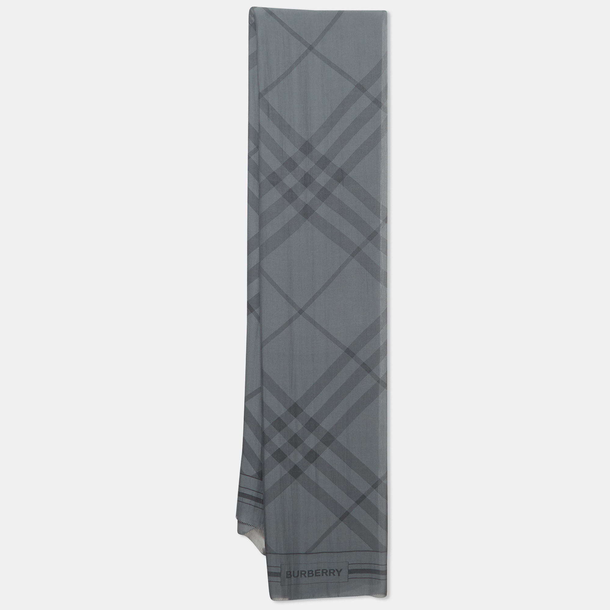 

Burberry Grey Giant Check Jacquard Chiffon Scarf