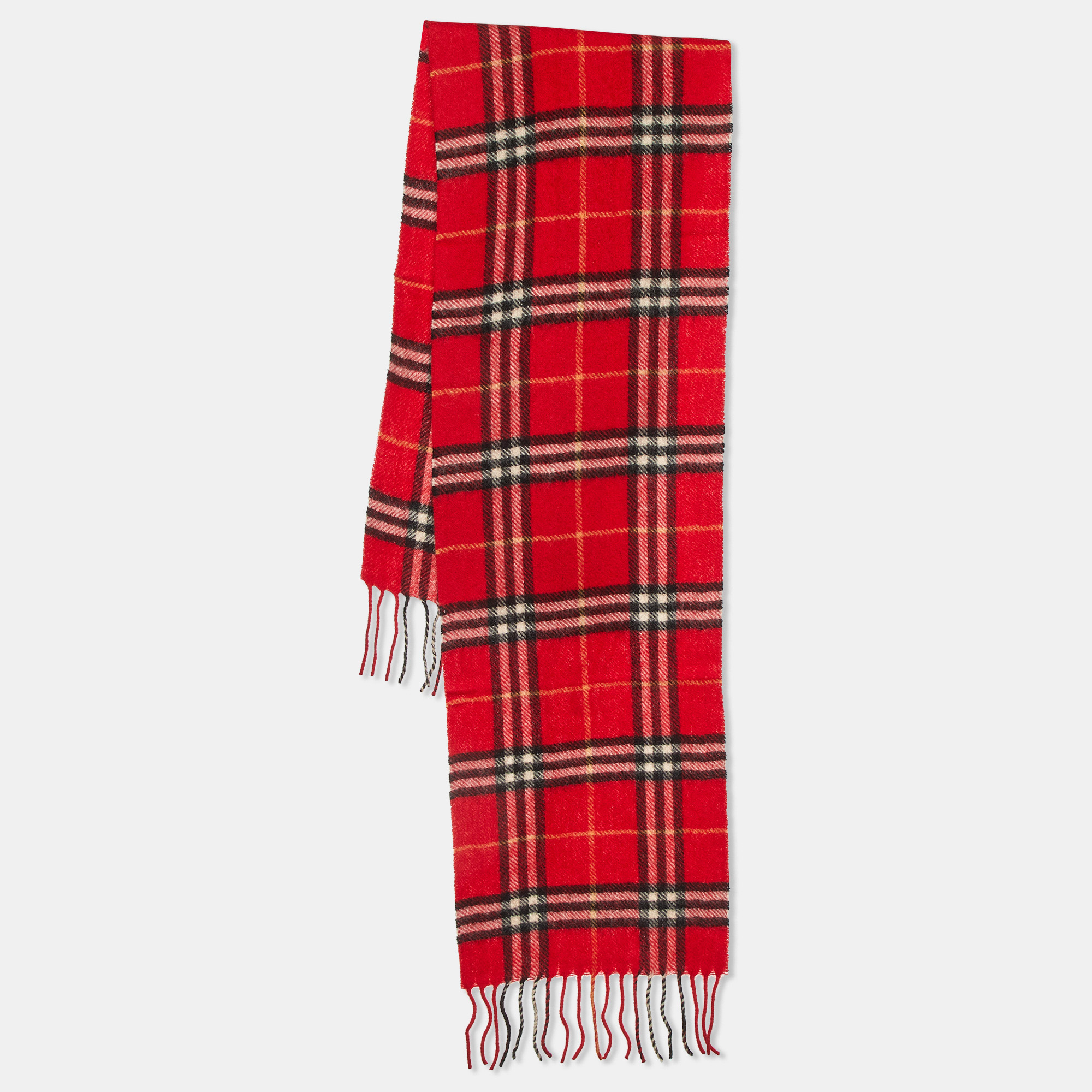 

Burberry Red Castleford Check Lambwool Scarf