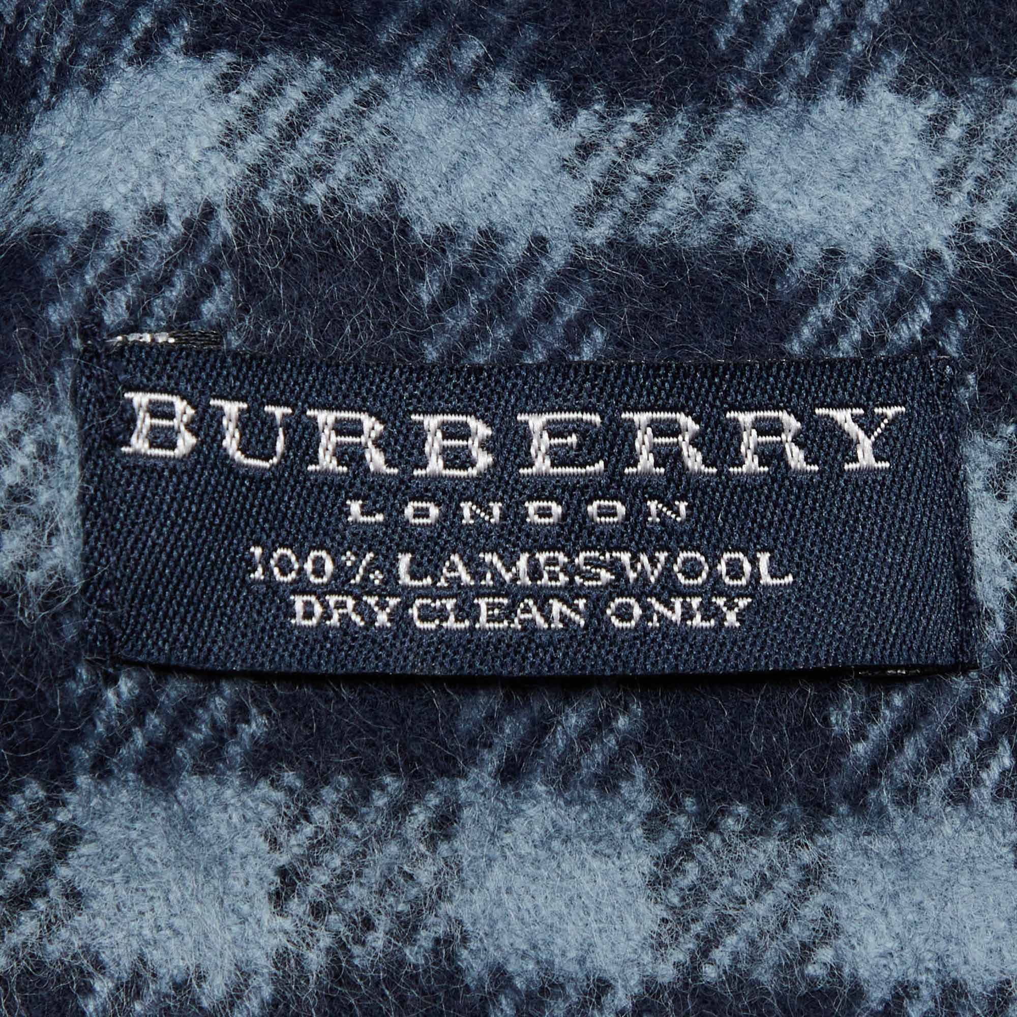 Burberry Black/Grey Vintage Castleford Check Lambwool Scarf 