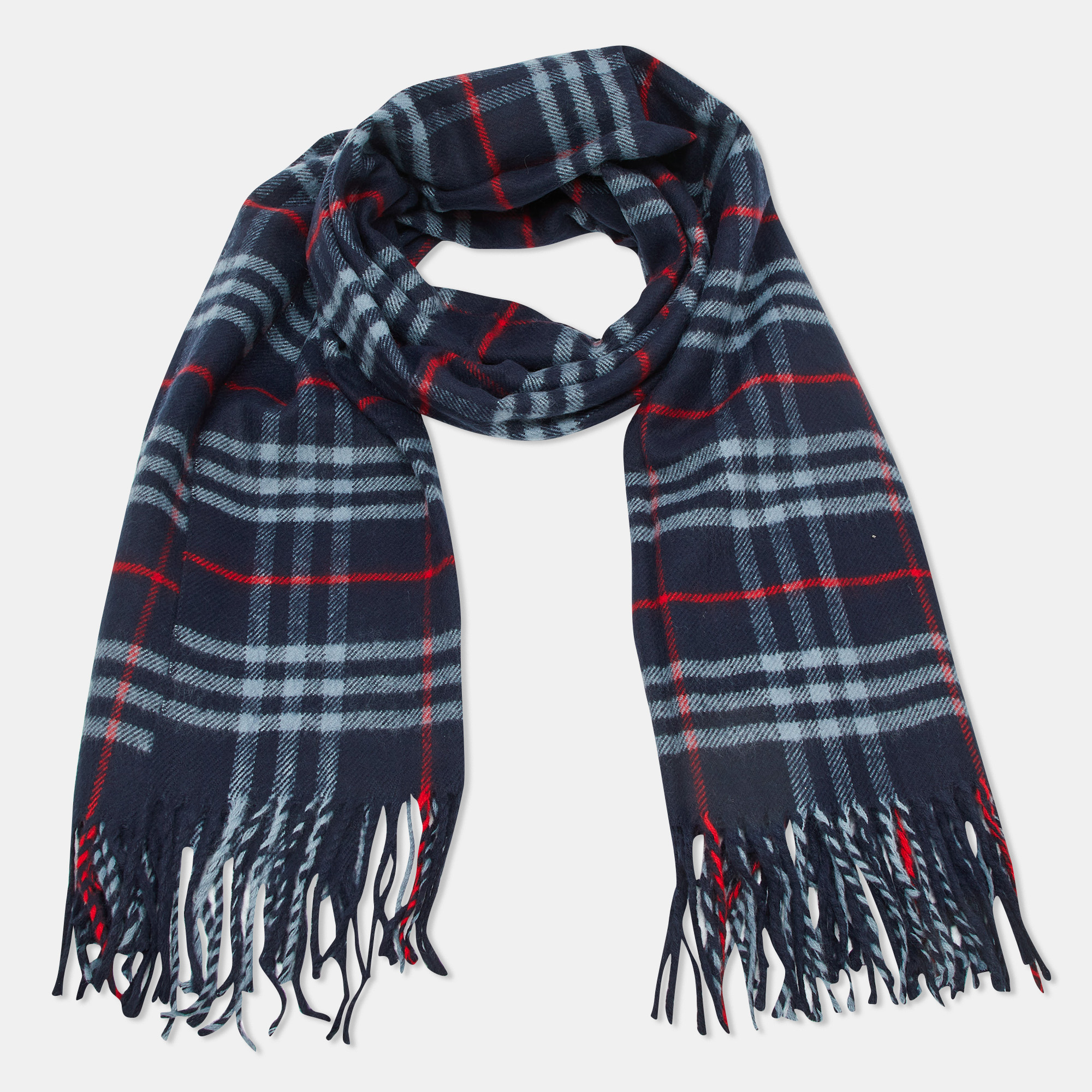 Burberry Black/Grey Vintage Castleford Check Lambwool Scarf 