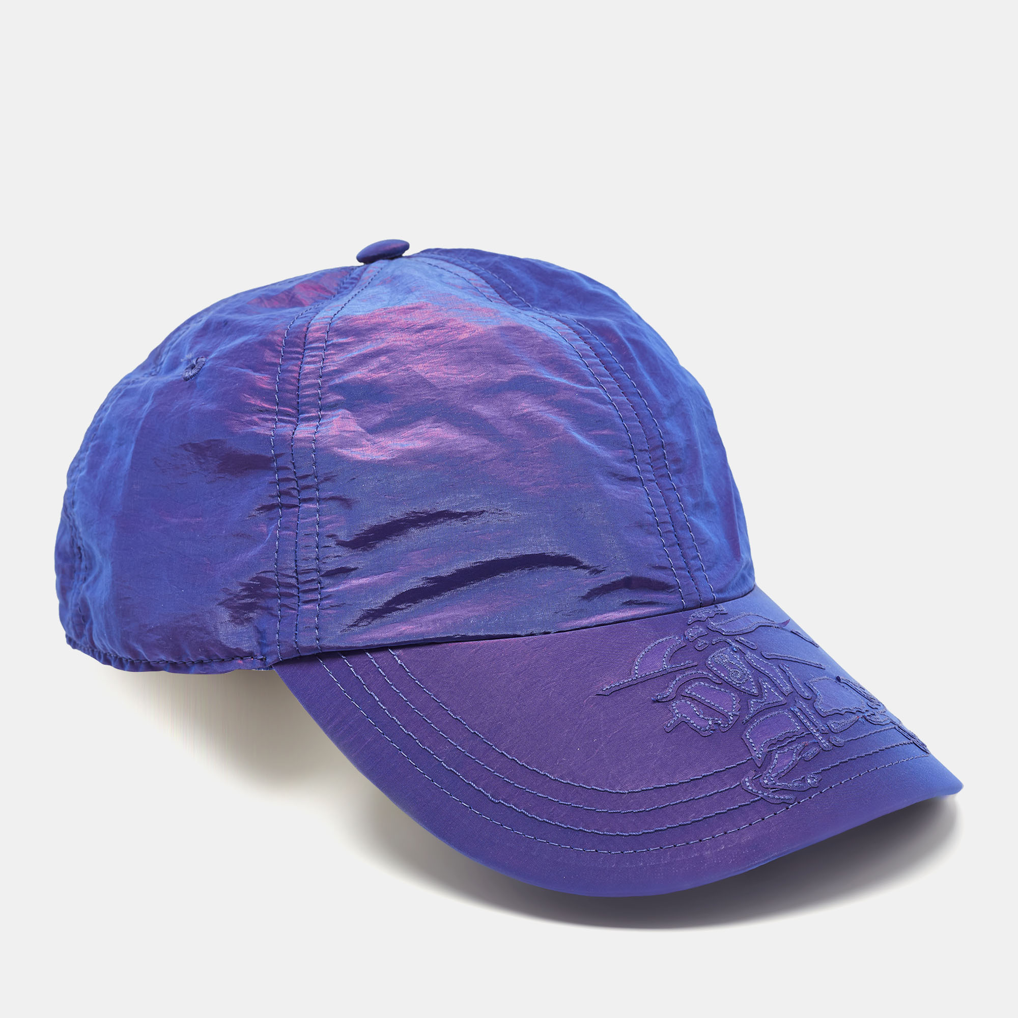 

Burberry Iridescent Blue Equestrian Knight Patch Nylon Baseball Cap S, Purple