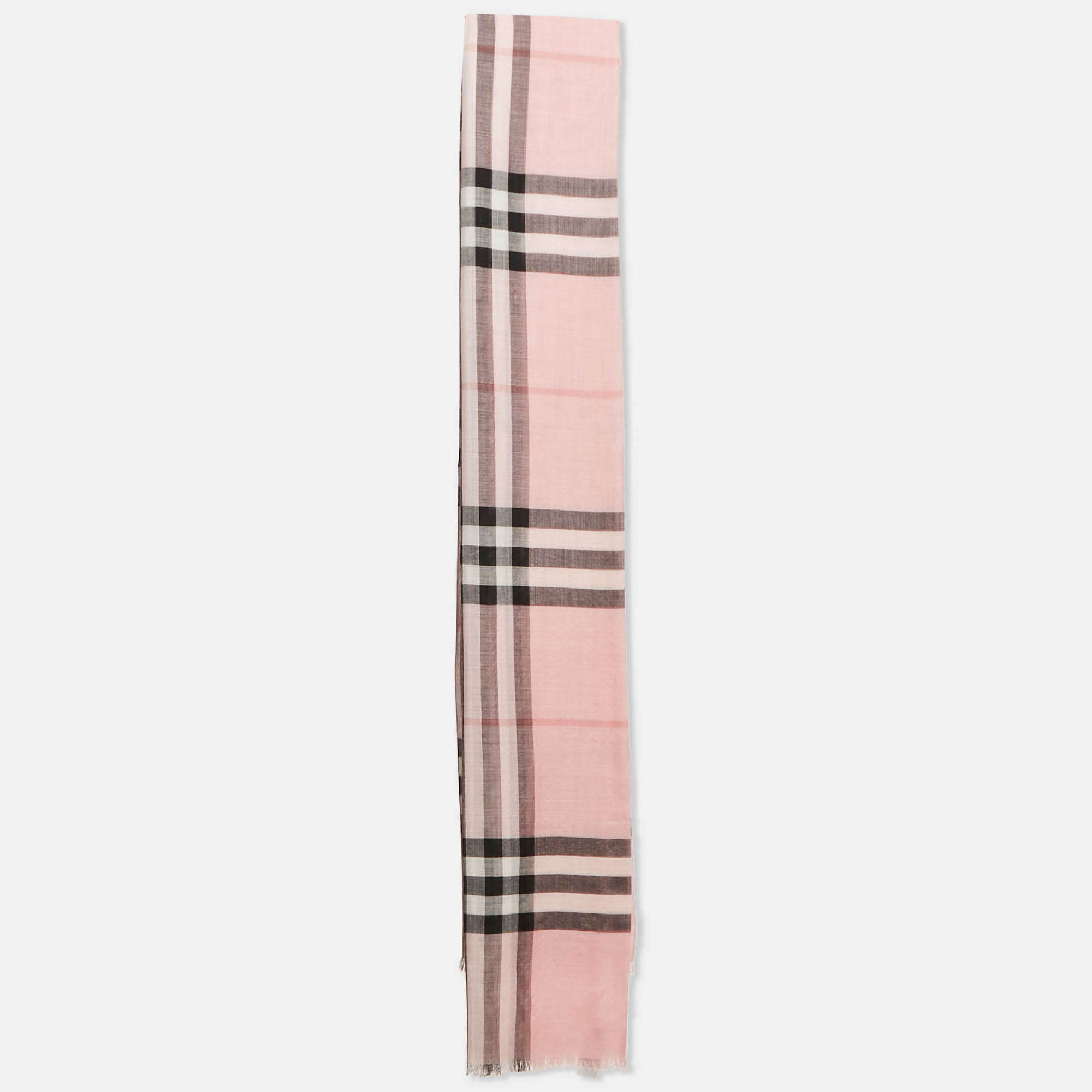 

Burberry Pink Wool & Silk Giant Check Gauze Scarf