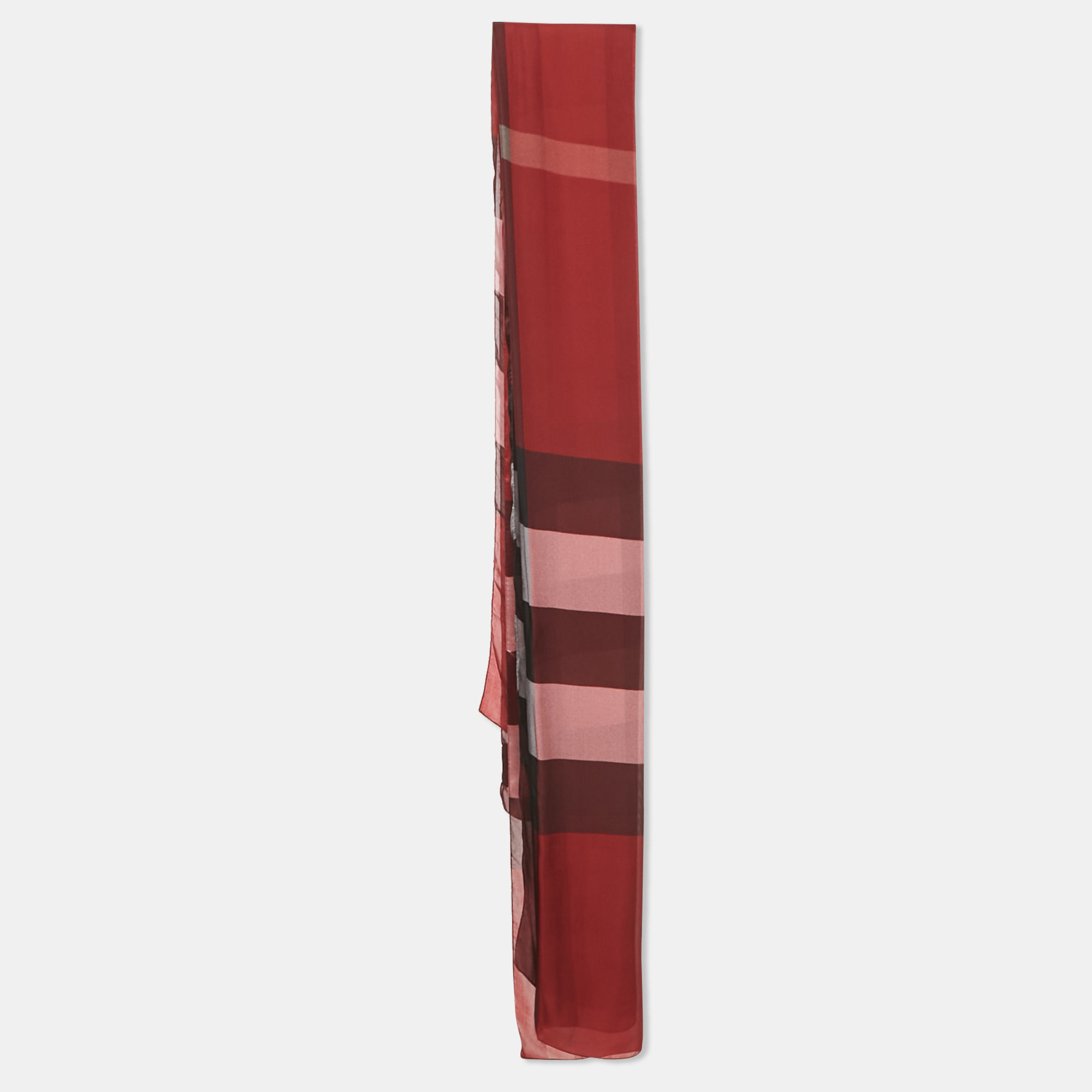 

Burberry Red Checked Silk Scarf