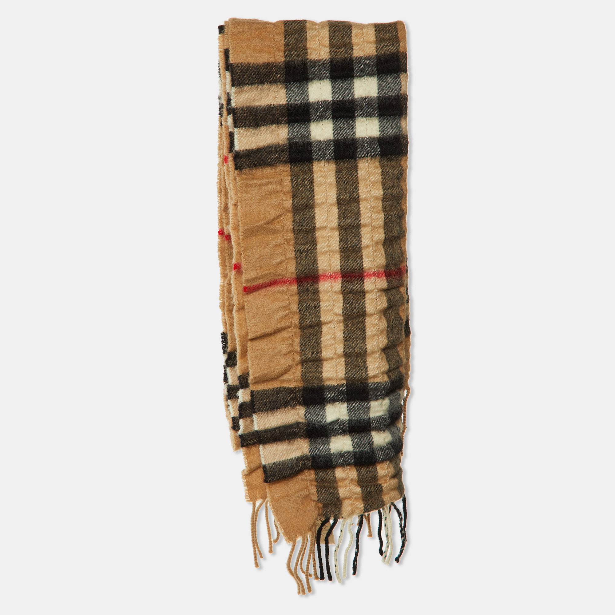 

Burberry Beige Vertical Quilted Cashmere & Merino Wool Scarf
