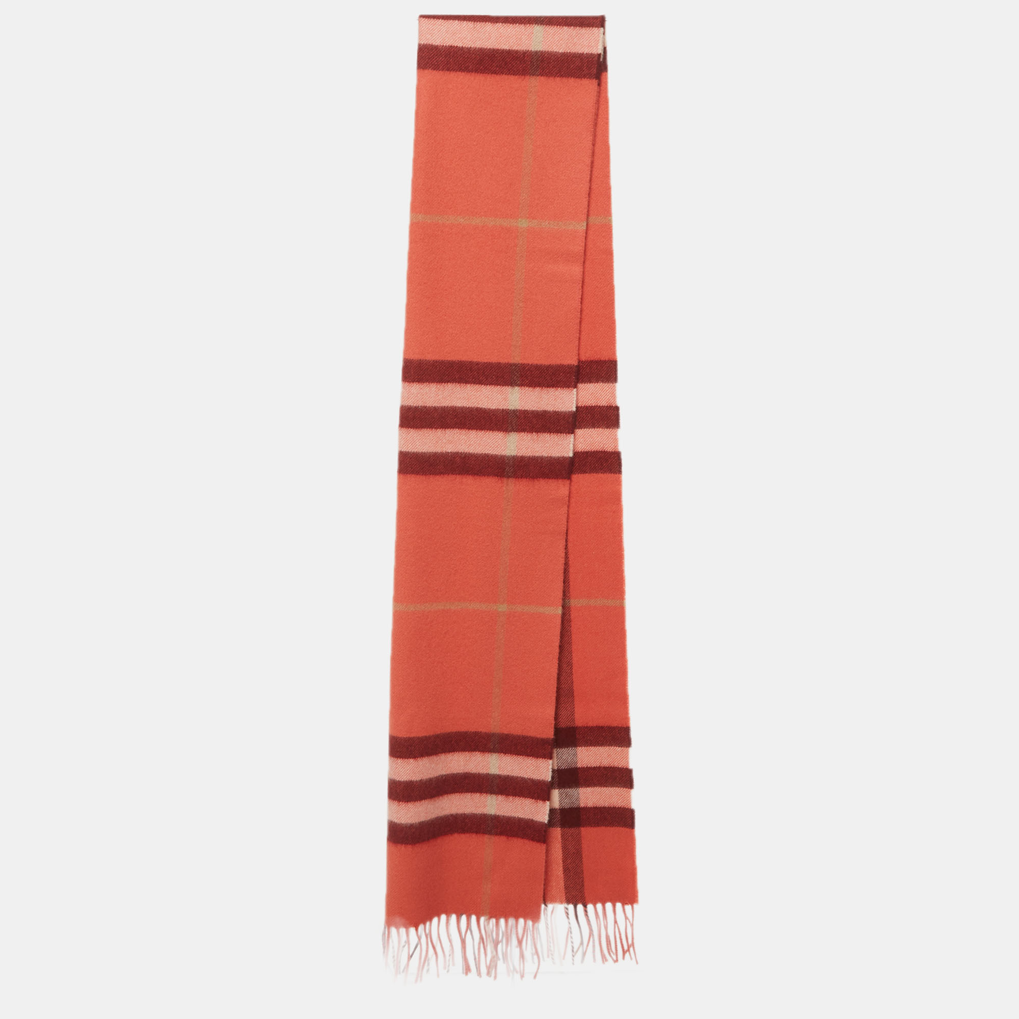 

Burberry Clay Sienna Giant Check Cashmere Fringed Stole, Pink